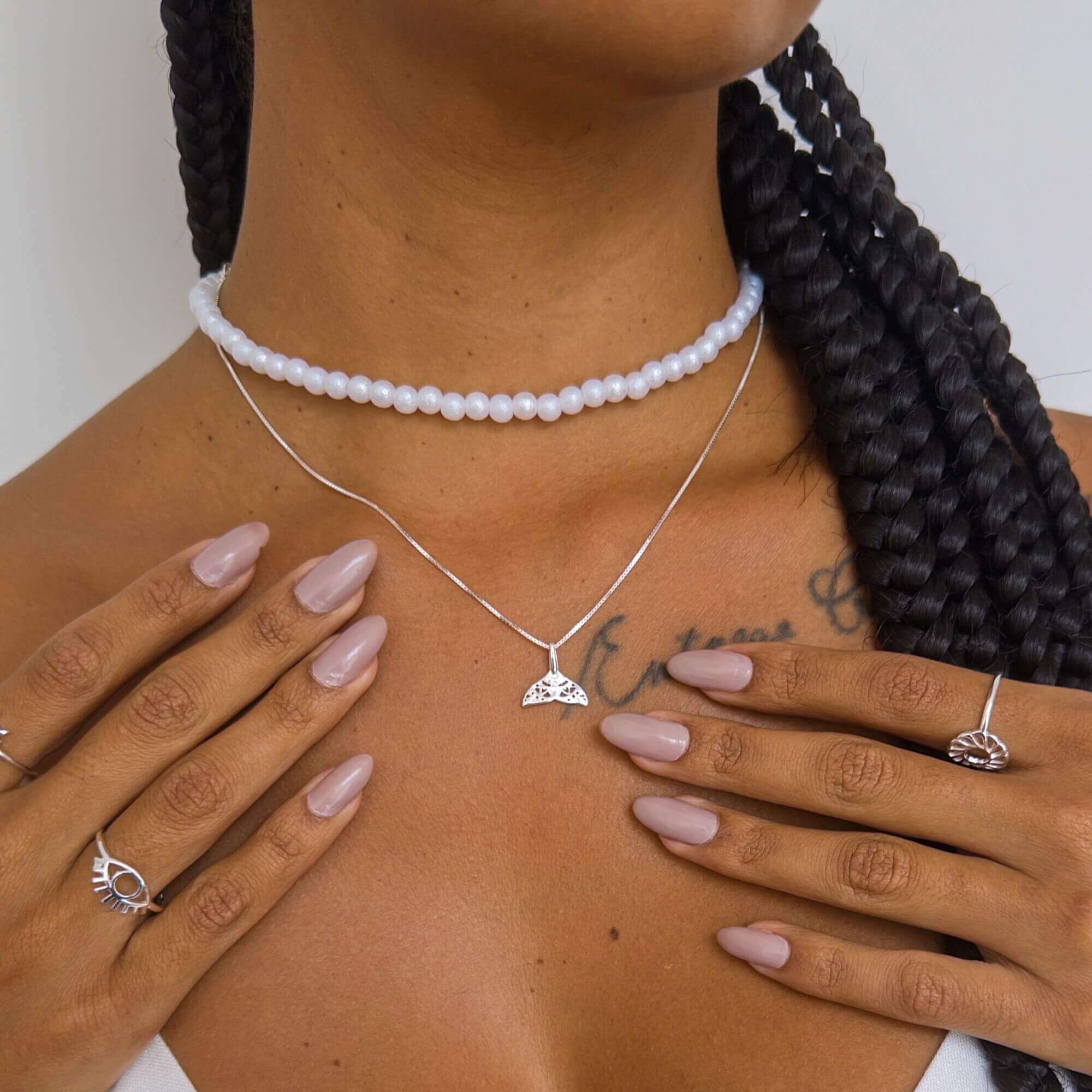 Kit Colar + Pulseira Folheado a Ouro 18k Pérola Redonda Texturizada Branco 2