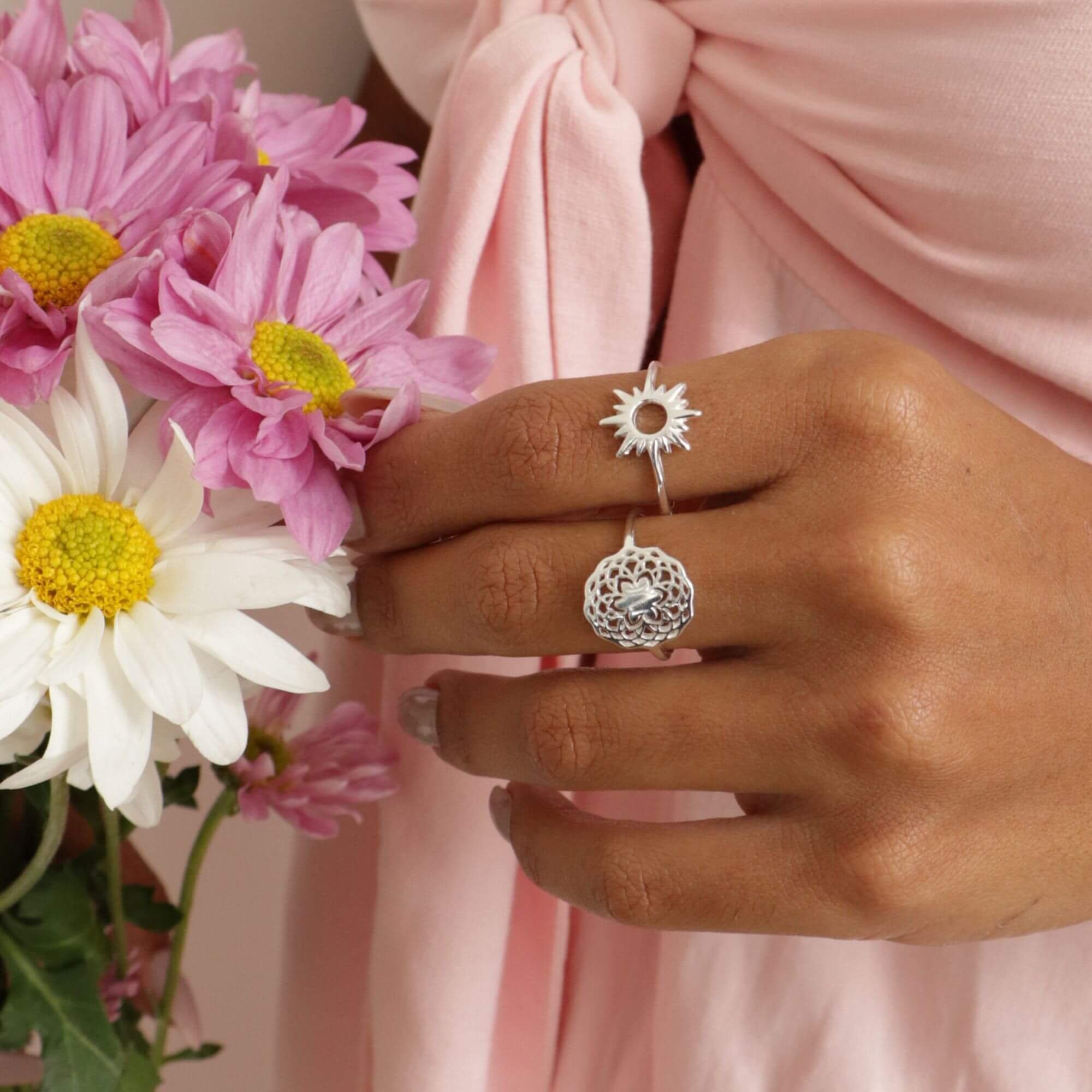 Anel Prata 925 Mandala Detalhes Vazados Prata 925 2