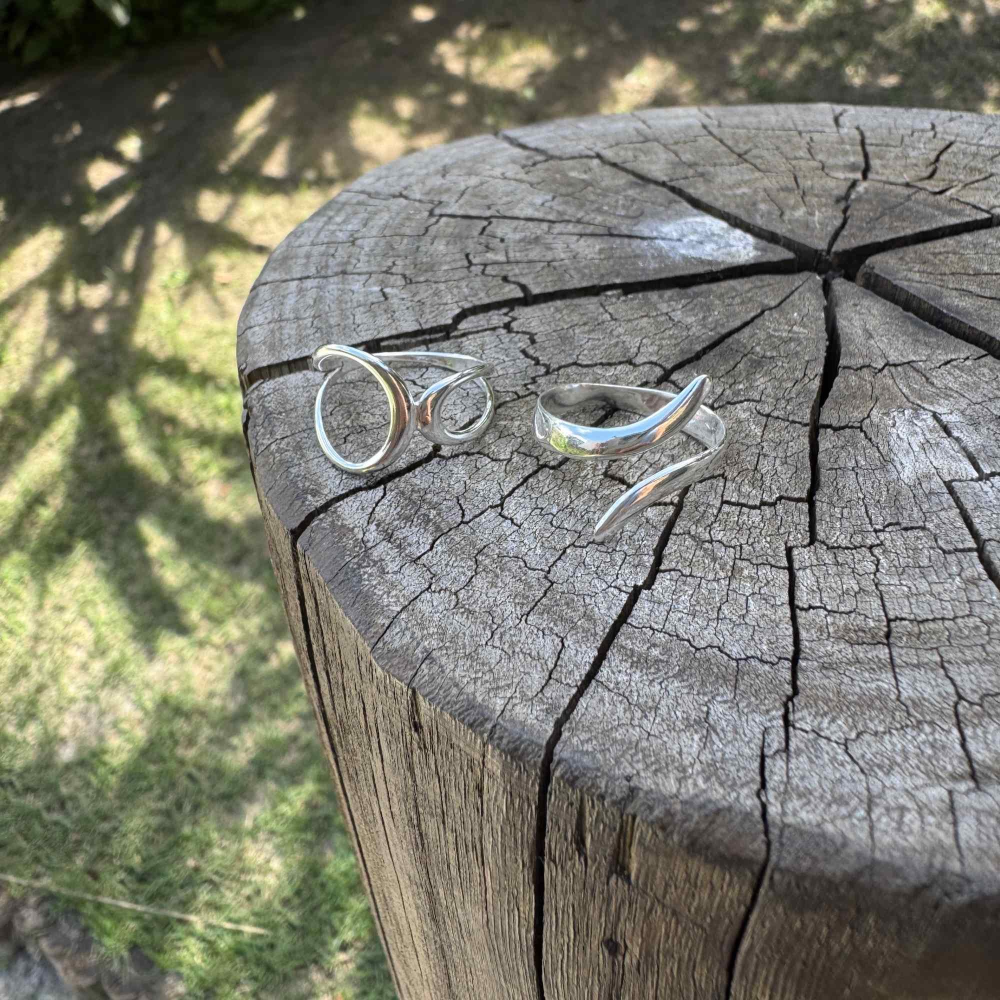 Anel Prata 925 Orgânico Pontas Vazadas Detalhe Fino Prata 925 4