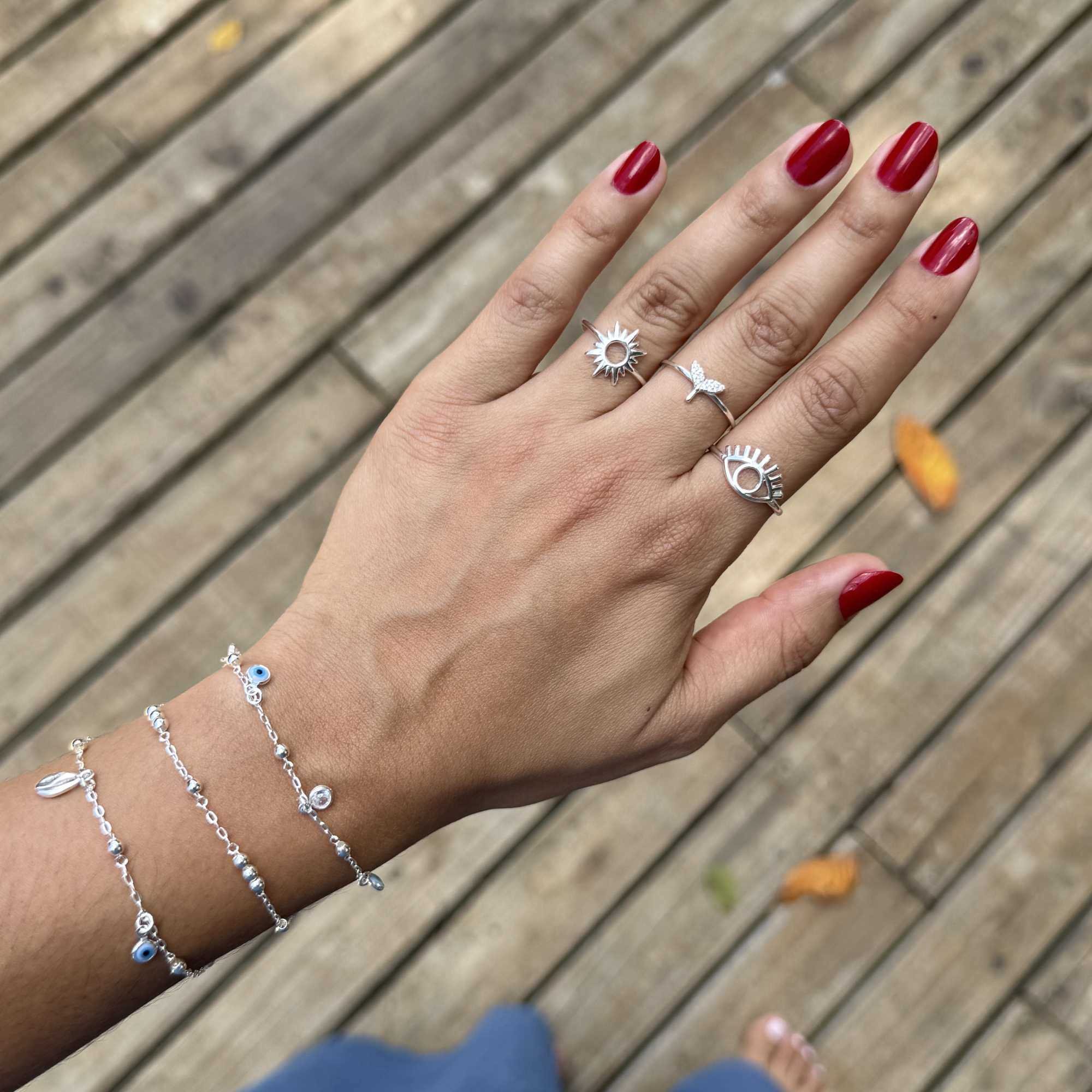 Anel Prata 925 Olho Grego Liso Vazado Prata 925 7