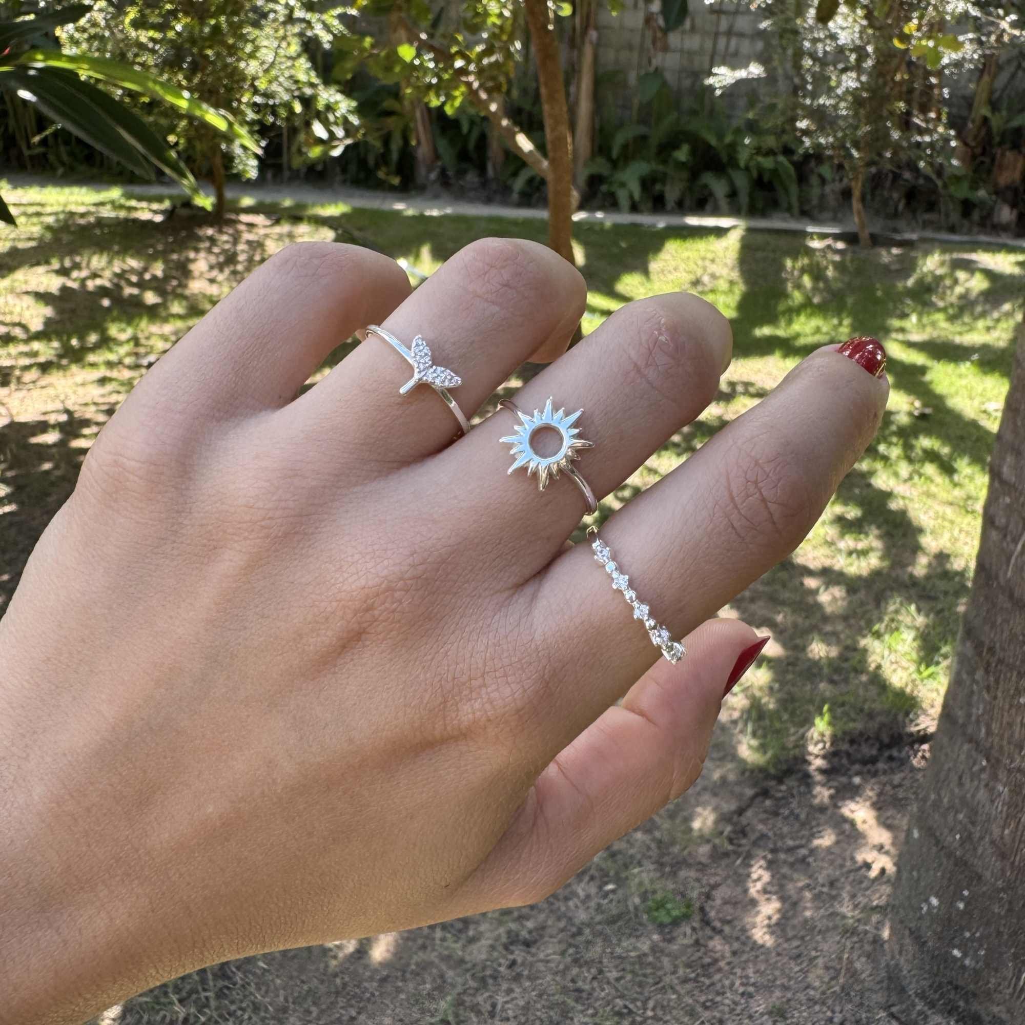 Anel Prata 925 Sol Detalhes Prata 925 7