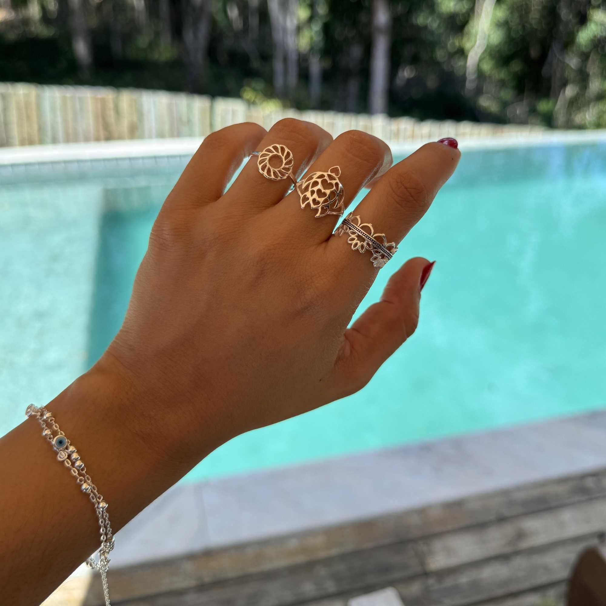 Anel Prata 925 Flor Detalhes Vazados Prata 925 3