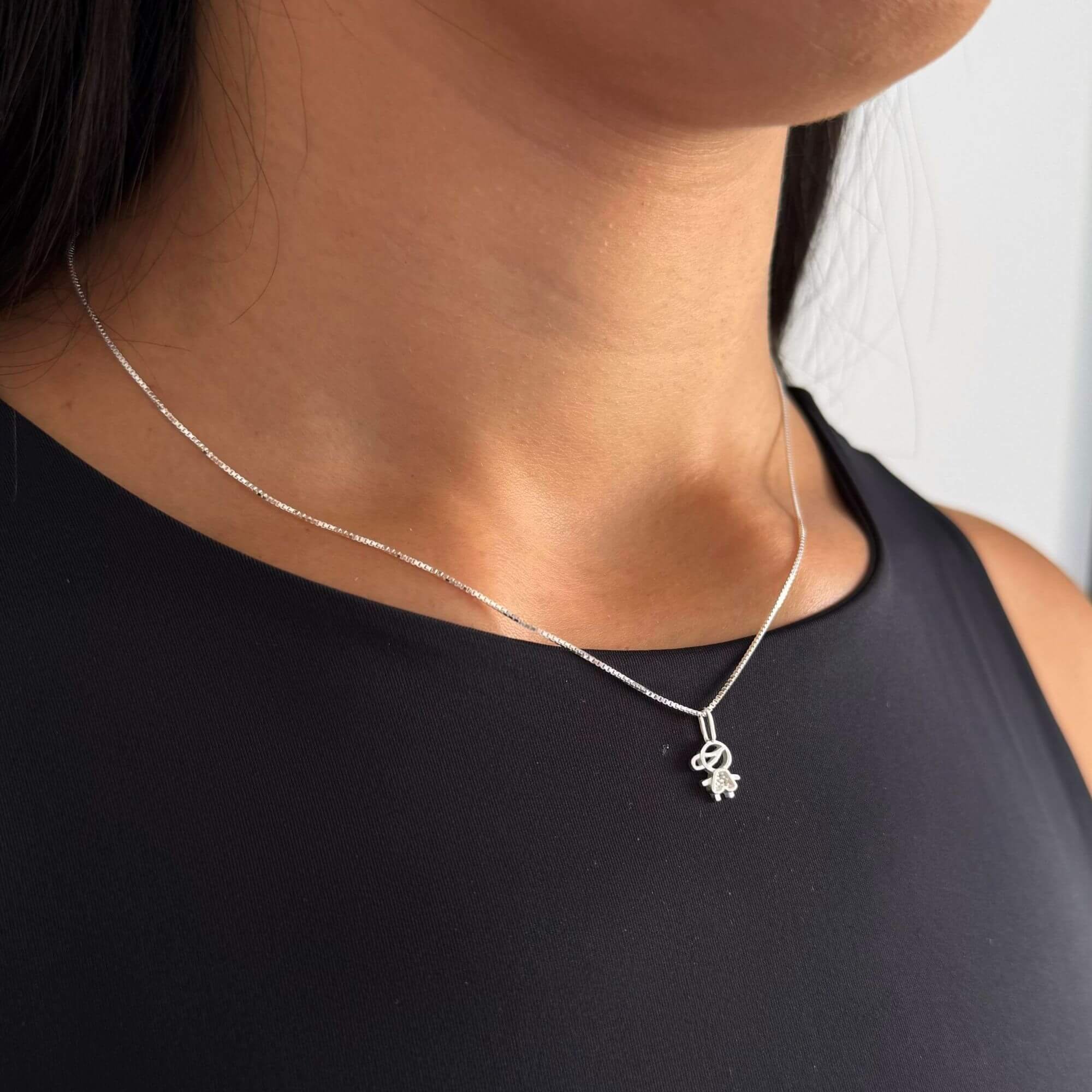 Colar Prata 925 Pingente Menino Cravejado Prata 925 2