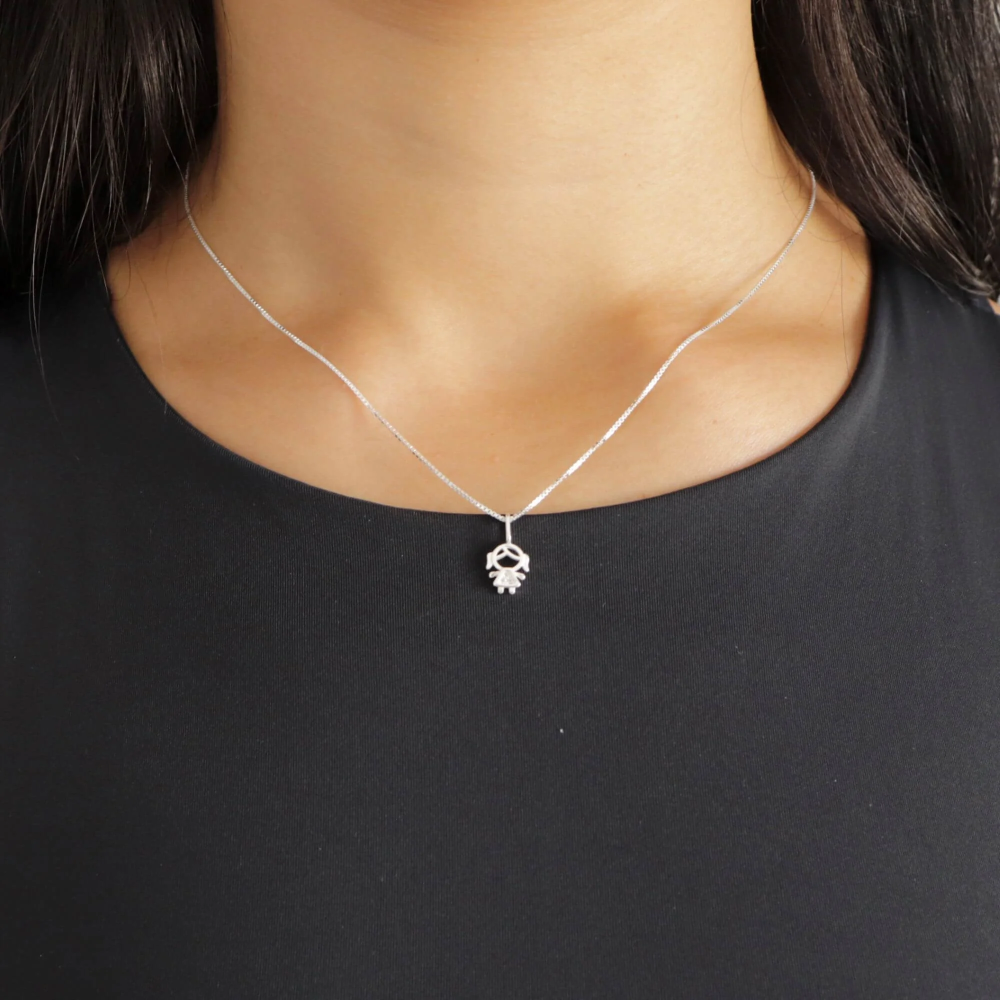 Colar Prata 925 Pingente Menina Cravejado Prata 925 2