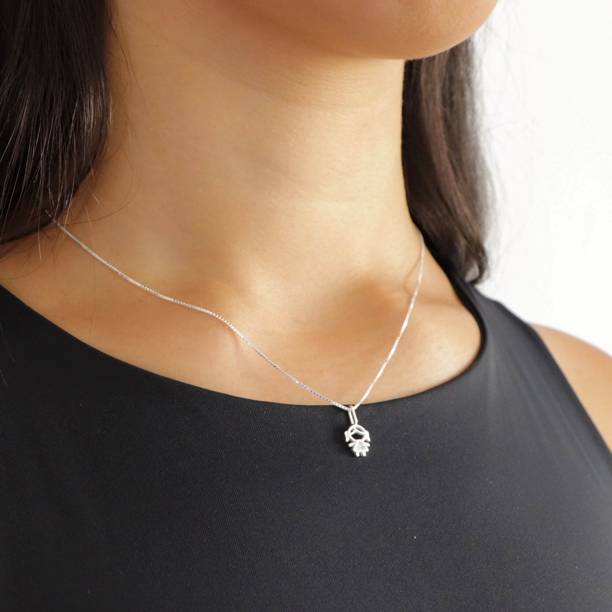 Colar Prata 925 Pingente Menina Cravejado Prata 925 3