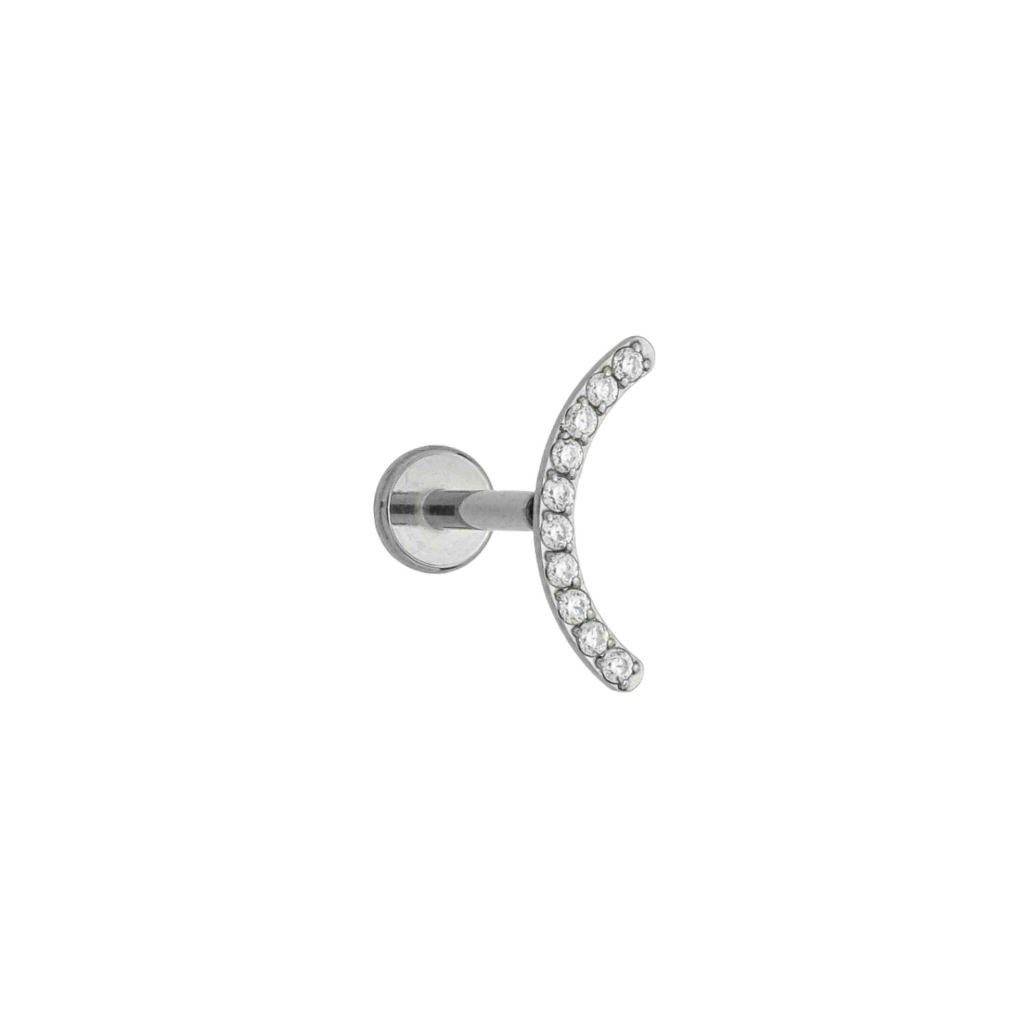 Piercing Labret Curvo Titânio Cravejado