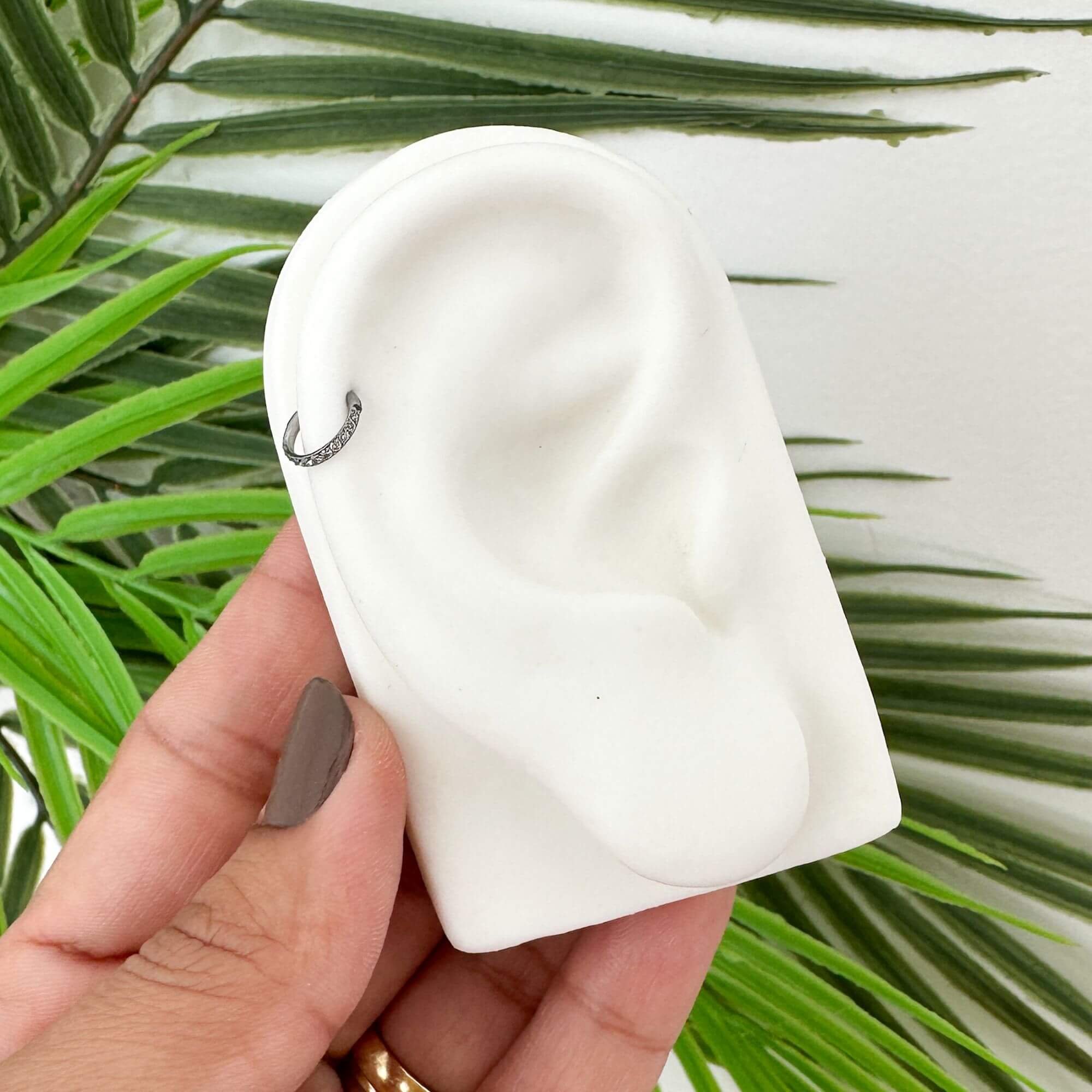 Piercing Orelha Titânio Fileira Cravejada Prata 3