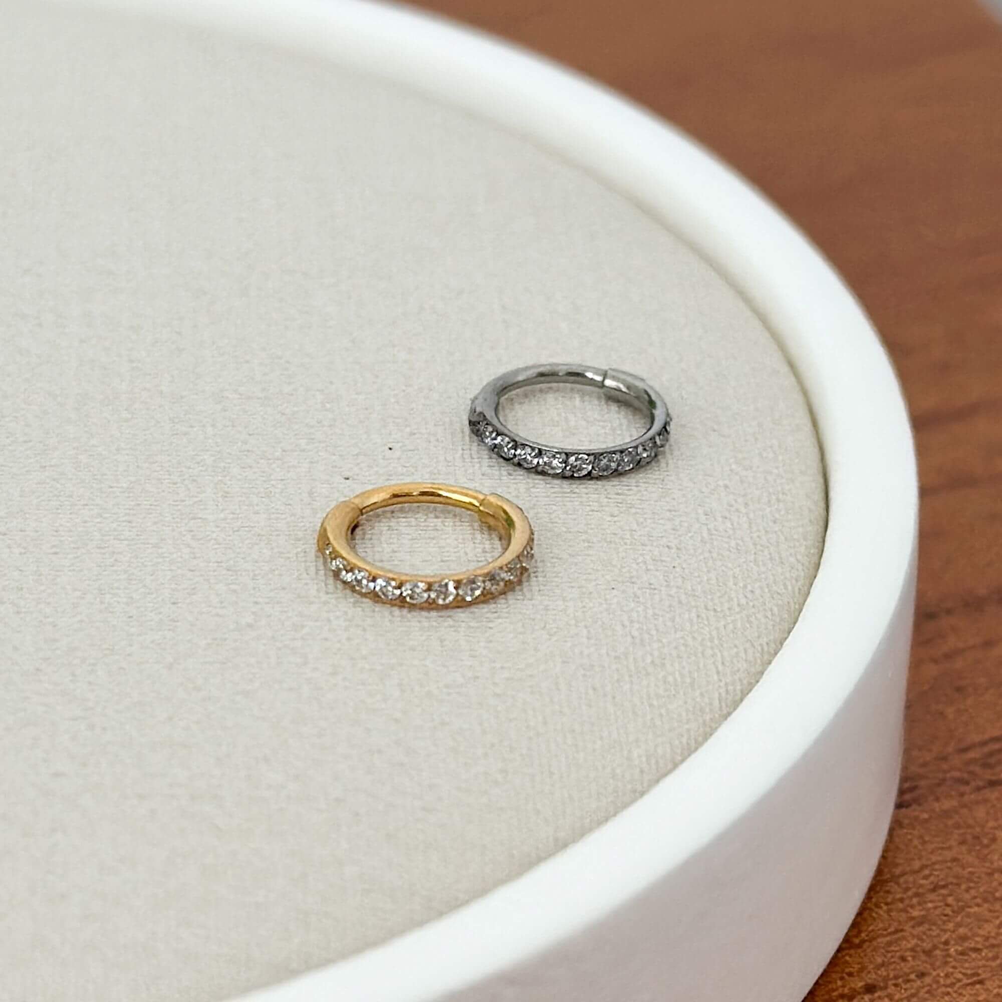 Piercing Orelha Titânio Fileira Cravejada Prata 6