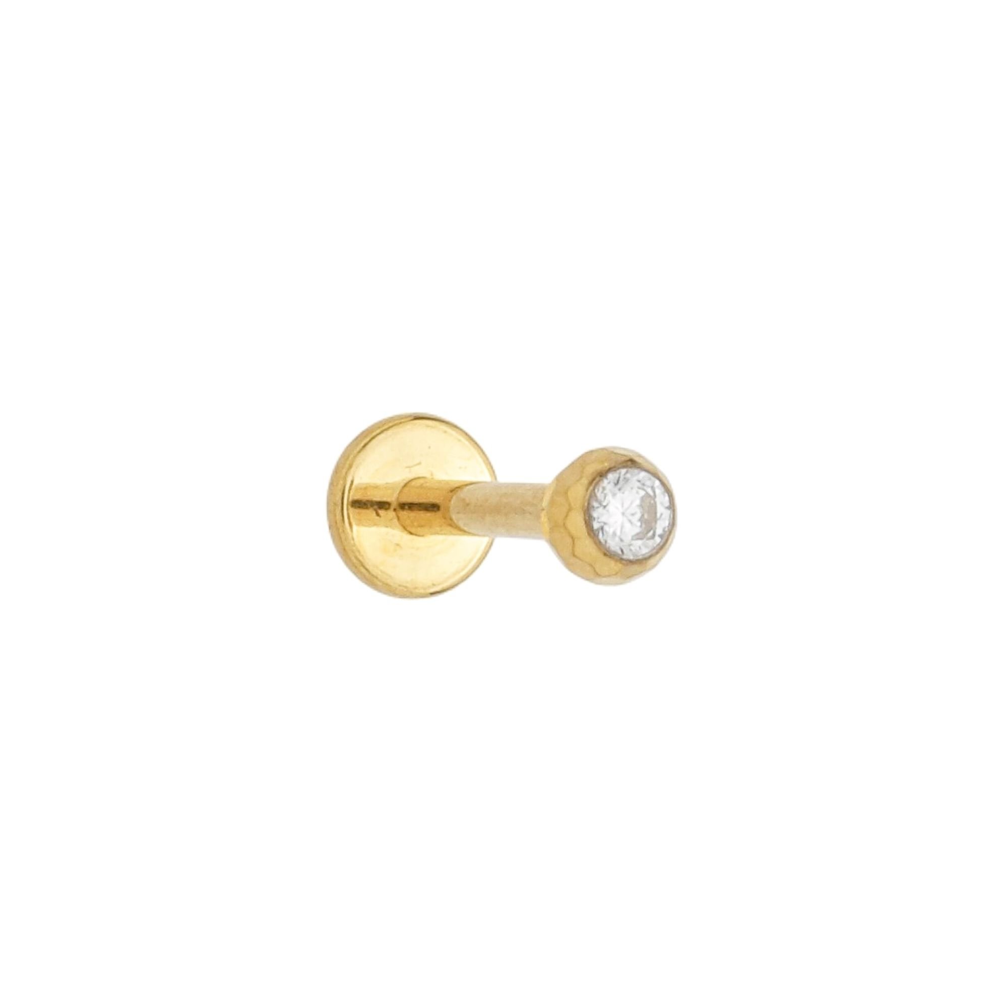 Piercing 8mm Titânio Dourado Labret Zircônia Ponto de Luz