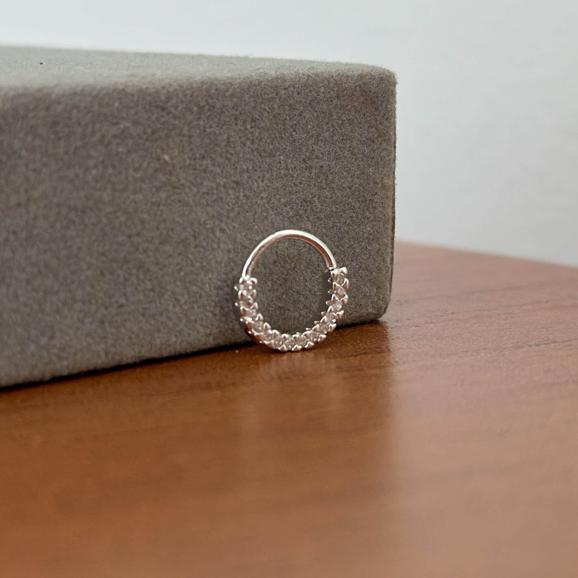 Piercing Nariz/Rook Prata 925 Zircônias Pontos de Luz Prata 3