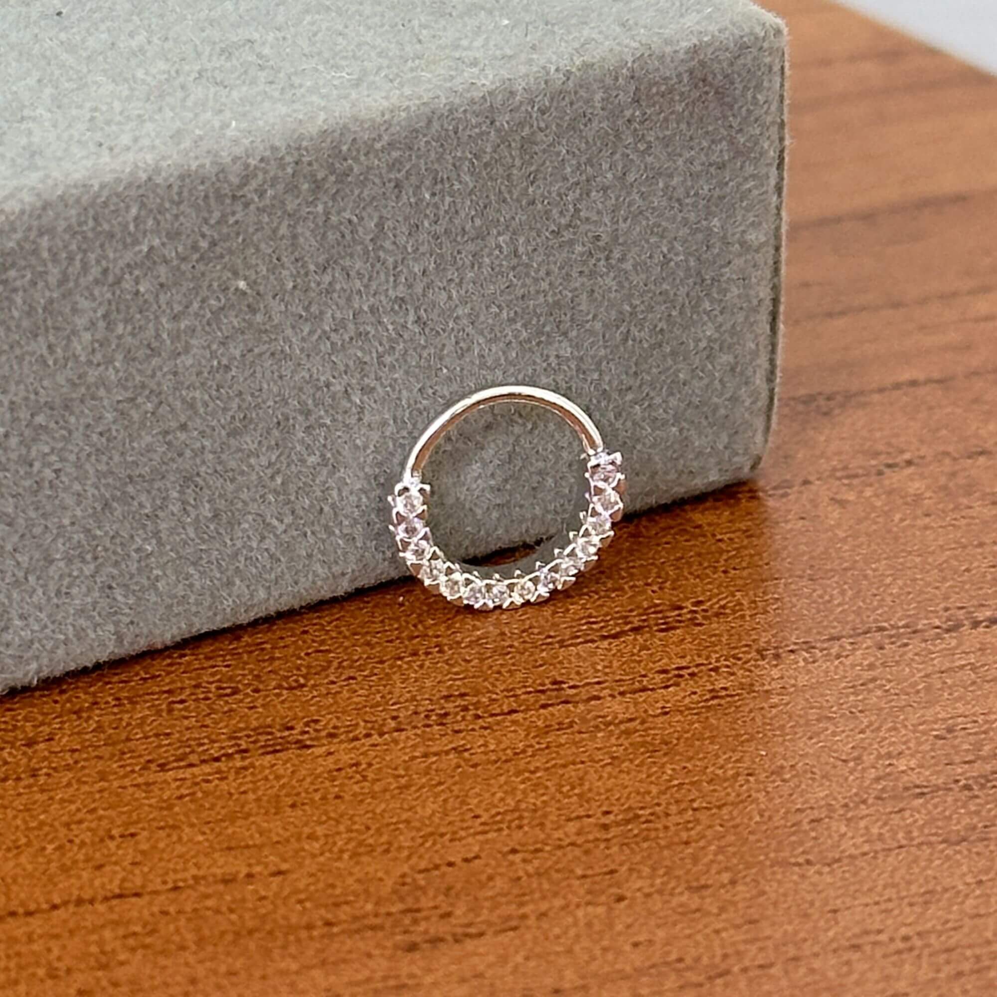 Piercing Nariz/Rook Prata 925 Zircônias Pontos de Luz Prata 5