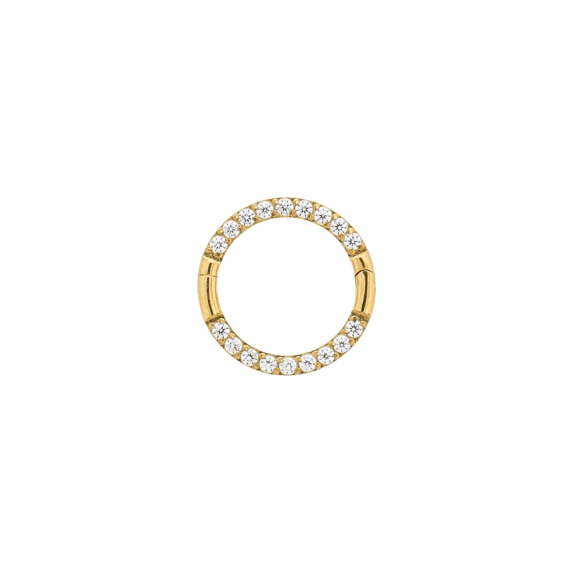 Piercing Nariz Titânio Dourado Detalhes Cravejados