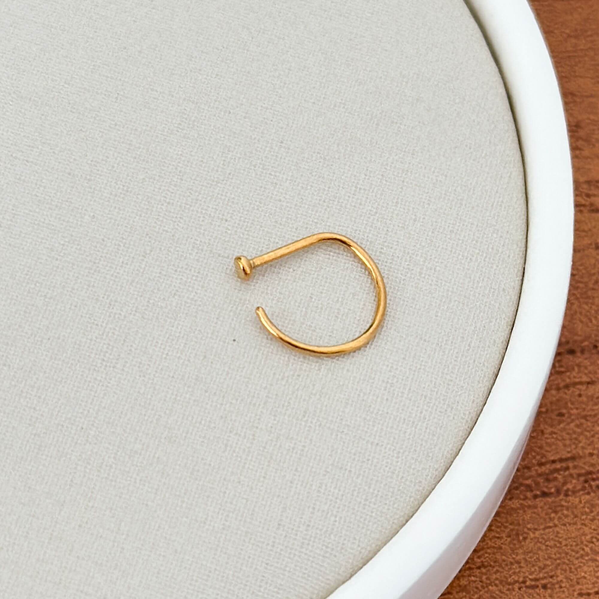 Piercing Titânio Dourado Argola D-Ring Liso Dourado 2