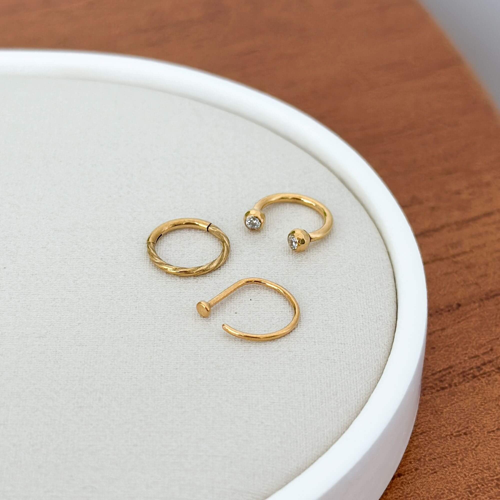 Piercing Titânio Dourado Argola D-Ring Liso Dourado 4