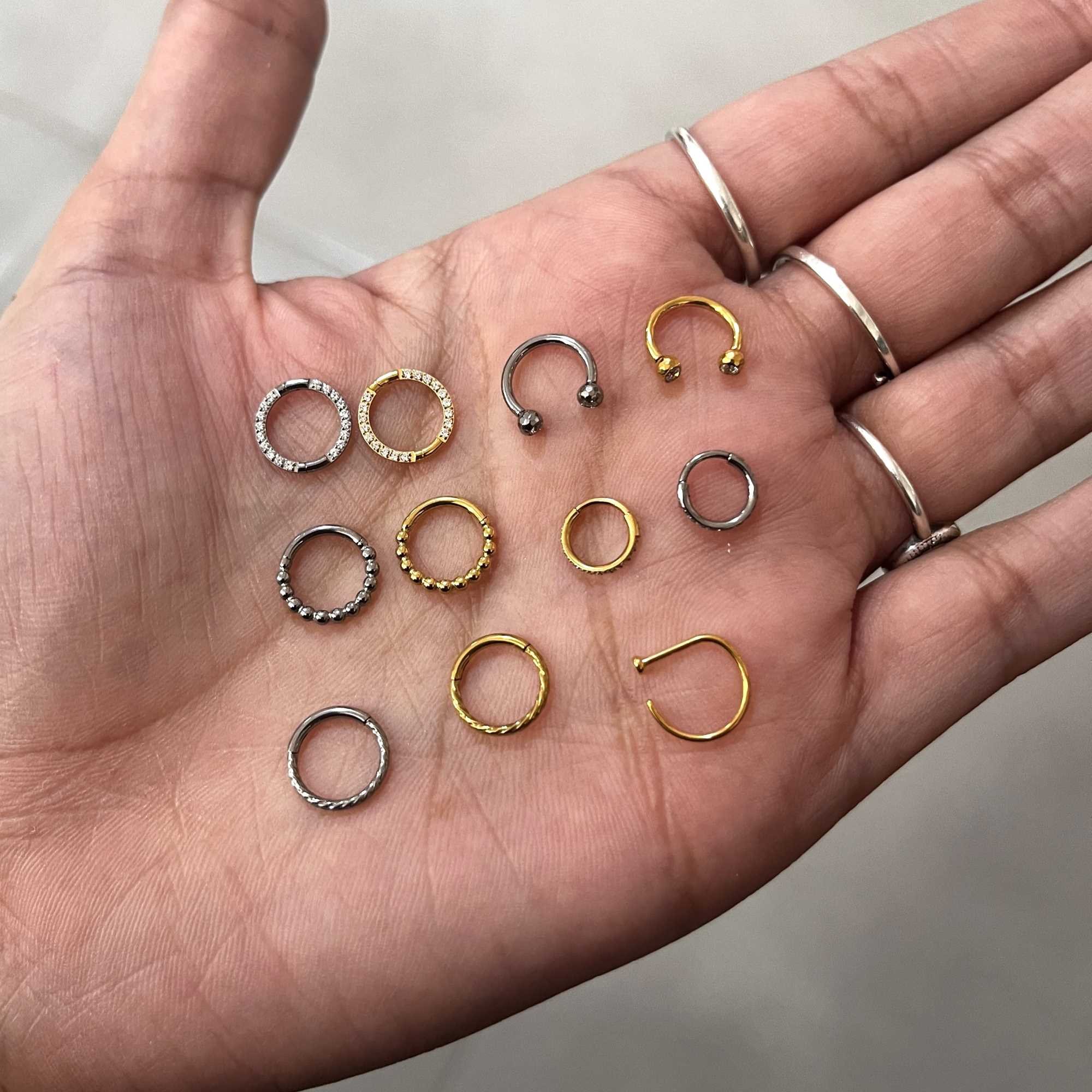 Piercing Titânio Dourado Argola D-Ring Liso Dourado 5