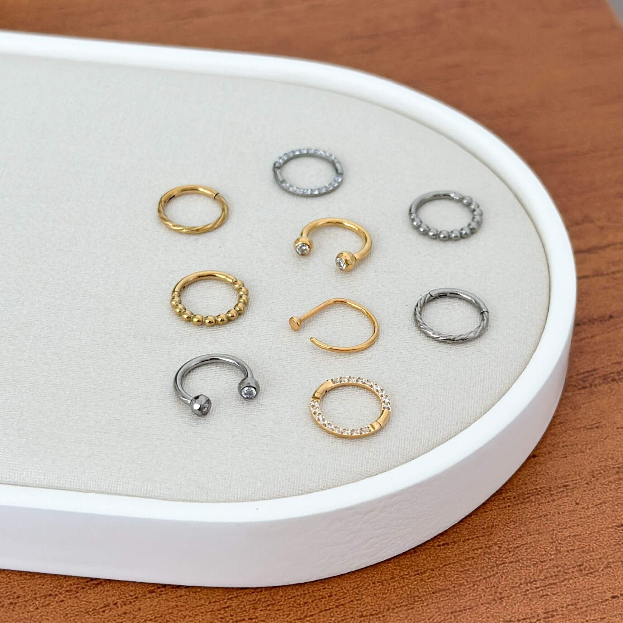 Piercing Titânio Dourado Argola D-Ring Liso Dourado 6