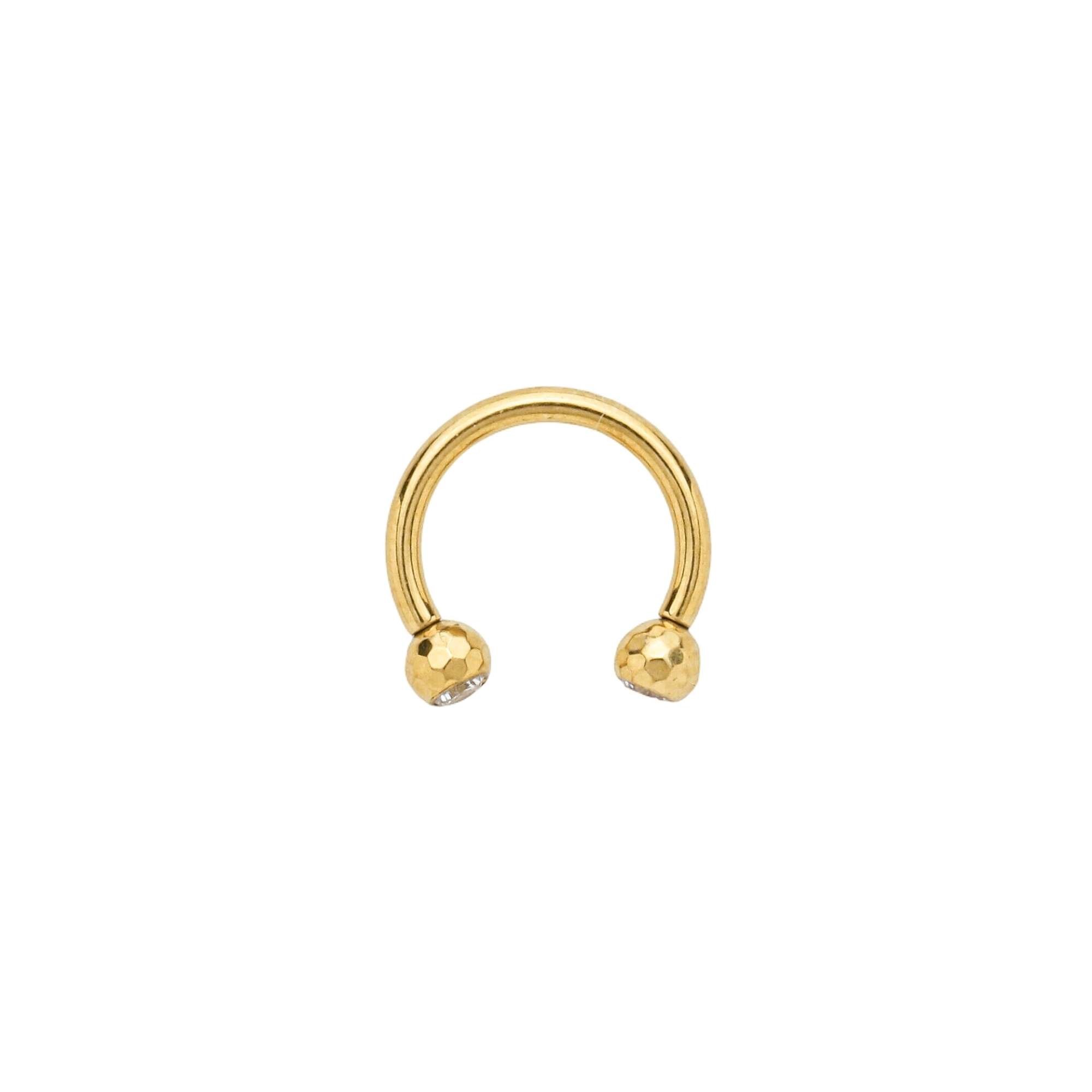 Piercing Titânio Dourado Ferradura Bolinha Lapidada e Pontos de Luz