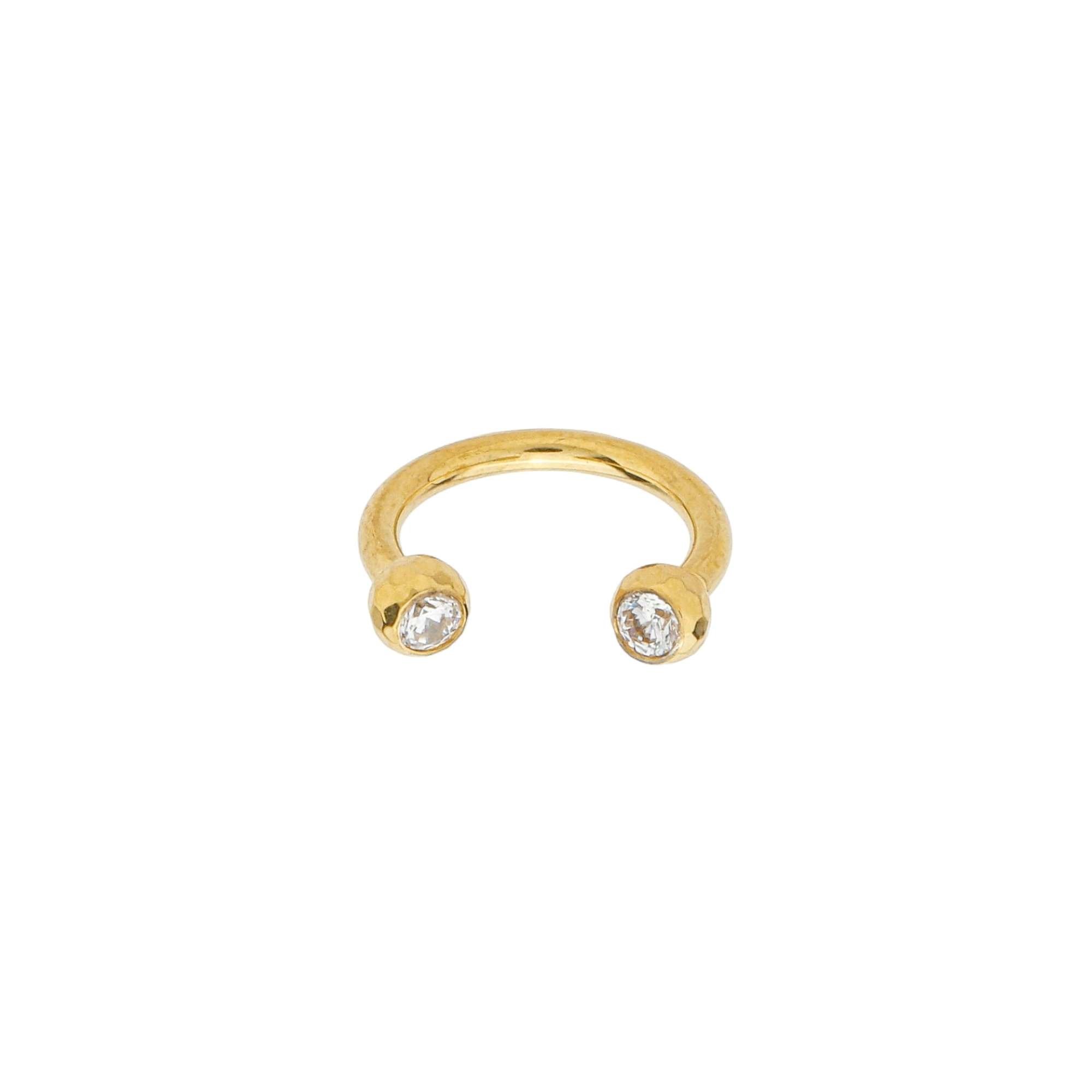 Piercing Titânio Dourado Ferradura Bolinha Lapidada e Pontos de Luz Dourado 4