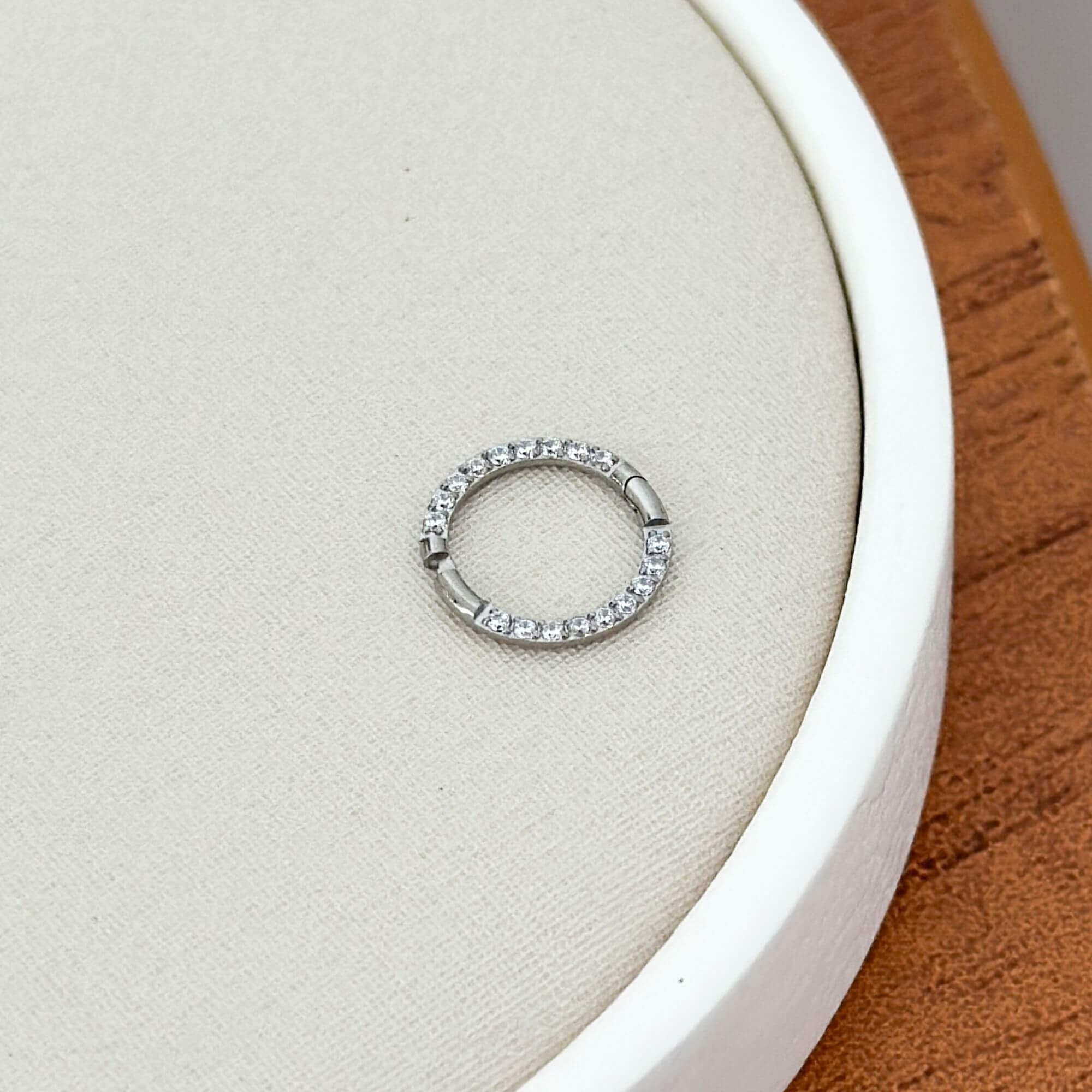 Piercing Nariz Titânio Detalhes Cravejados Prata 5