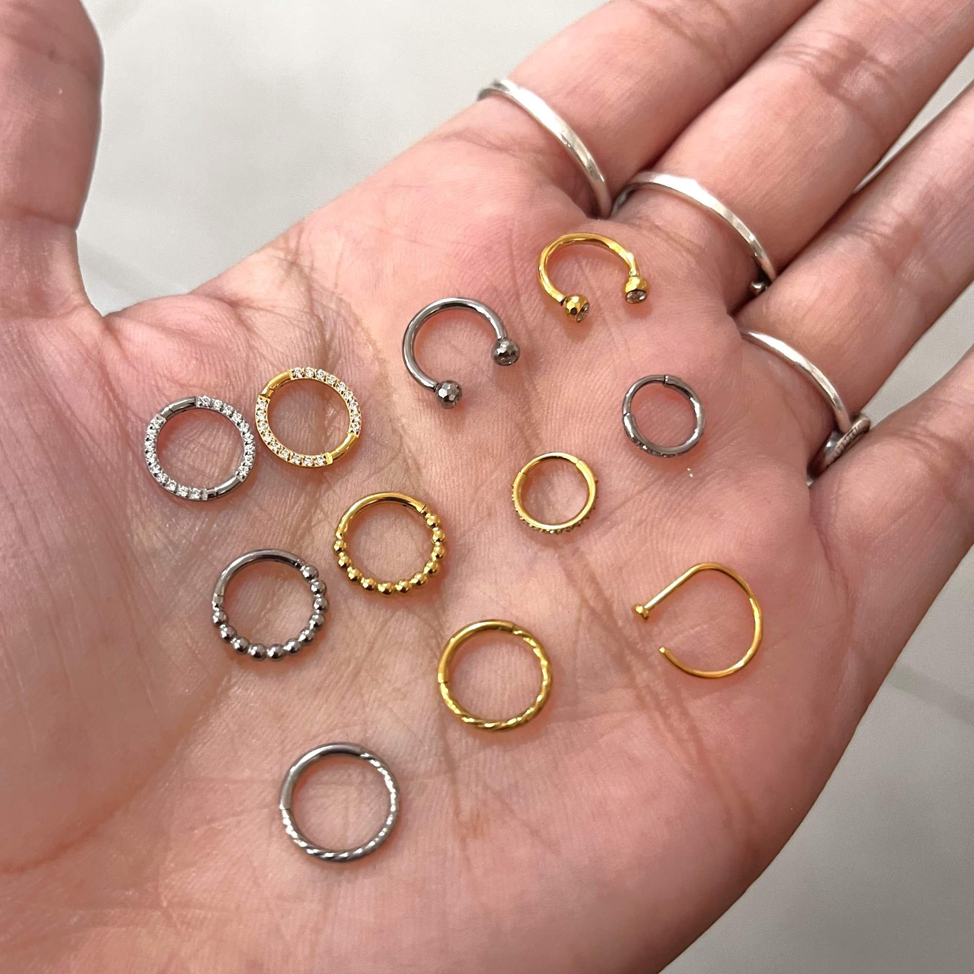 Piercing Orelha Titânio Dourado Argola Bolinha Dourado 5