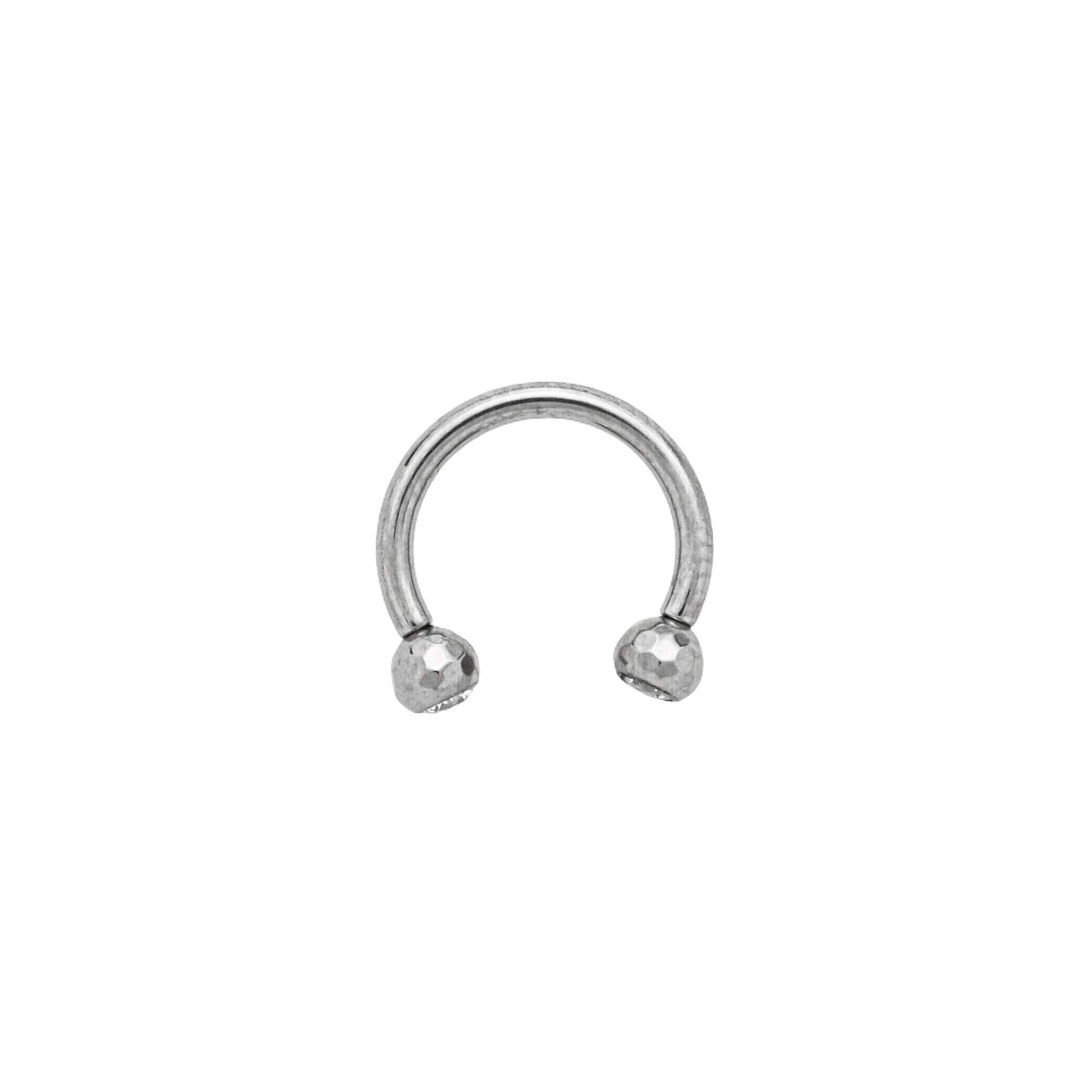 Piercing Titânio Ferradura Bolinha Lapidada e Pontos de Luz