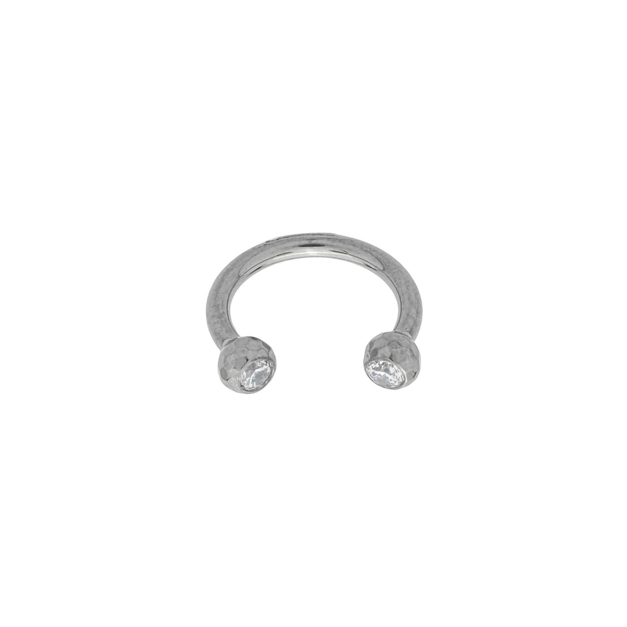 Piercing Titânio Ferradura Bolinha Lapidada e Pontos de Luz Prata 4