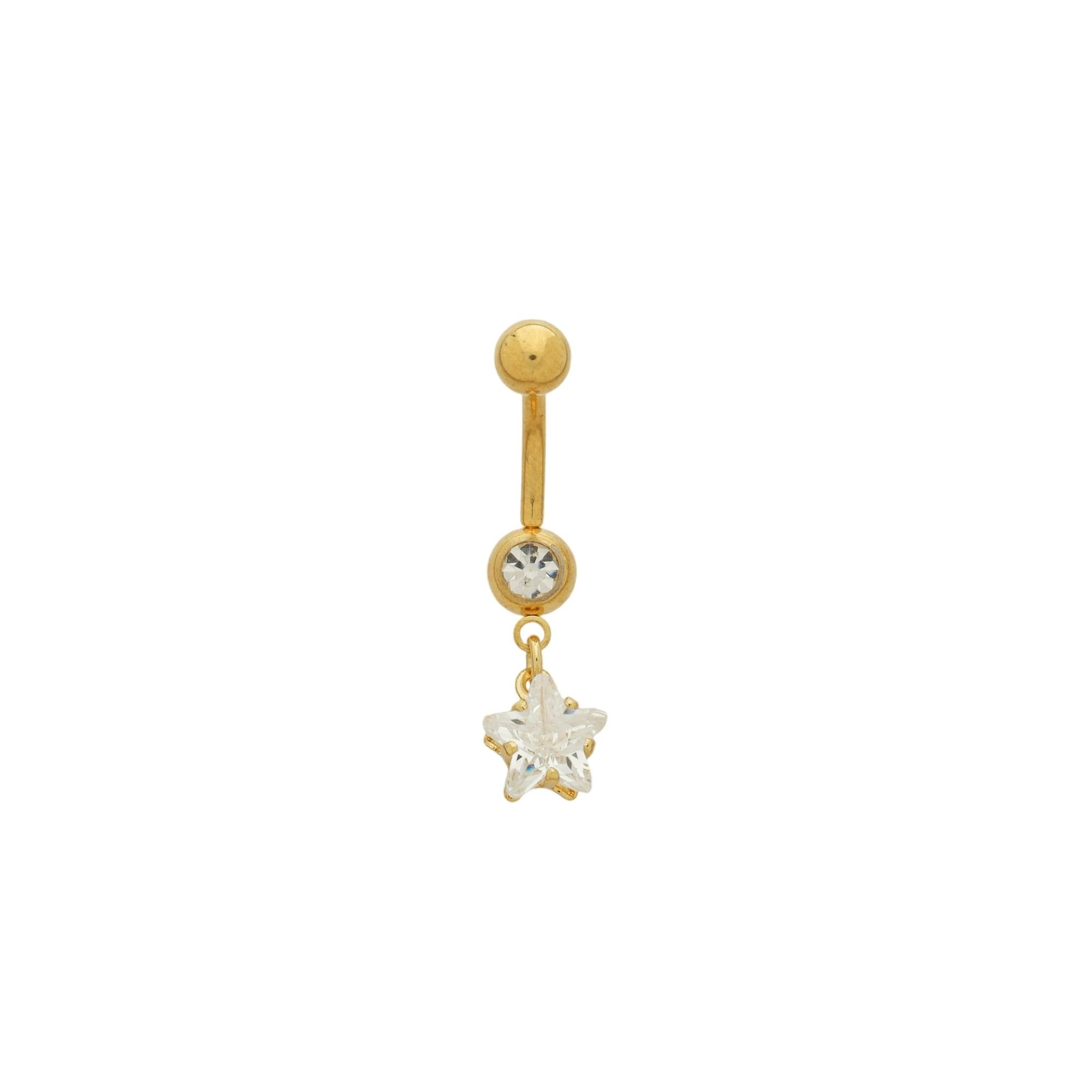 Piercing Umbigo Folheado a Ouro 18k Zircônia Estrela 