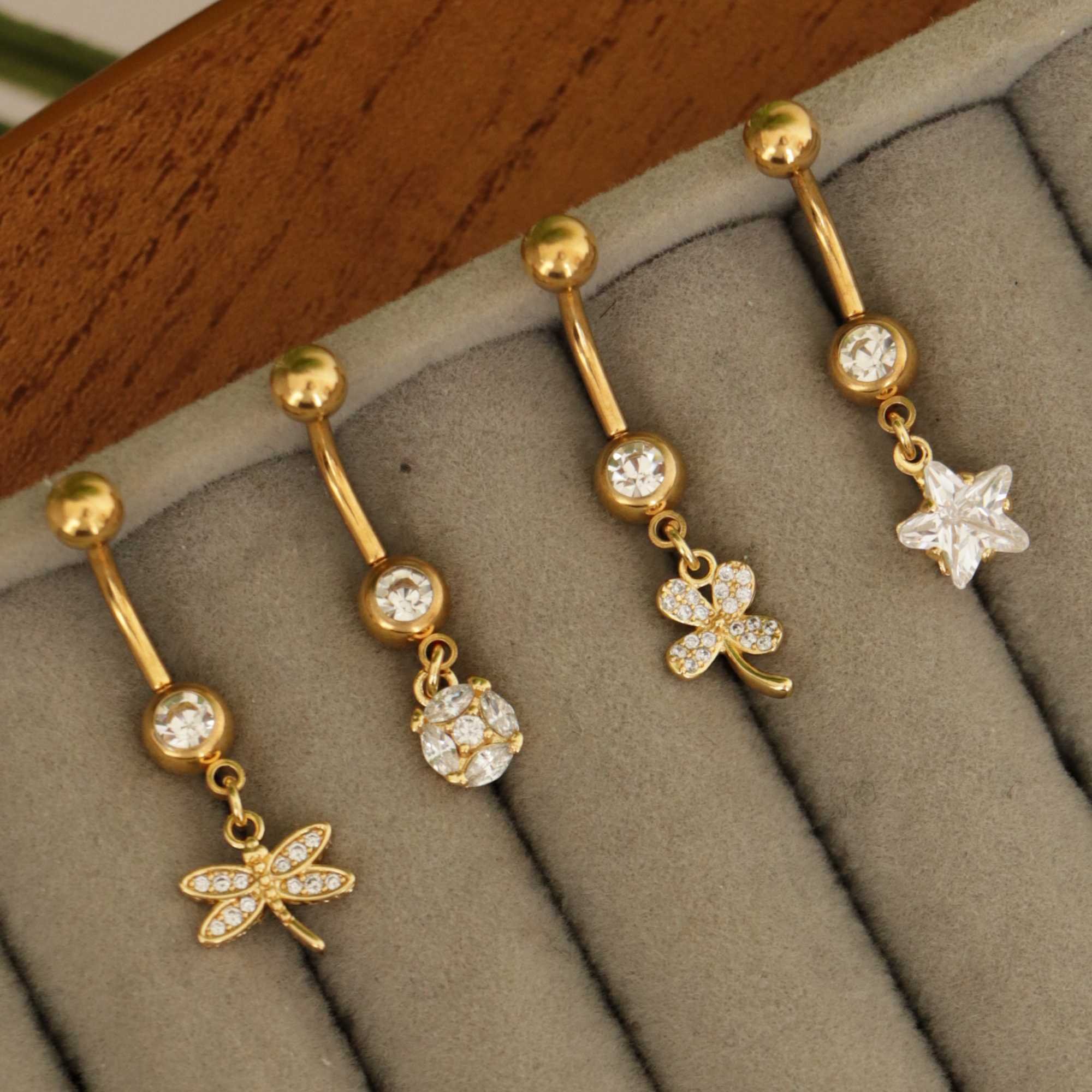 Piercing Umbigo Folheado a Ouro 18k Zircônia Estrela Dourado 4