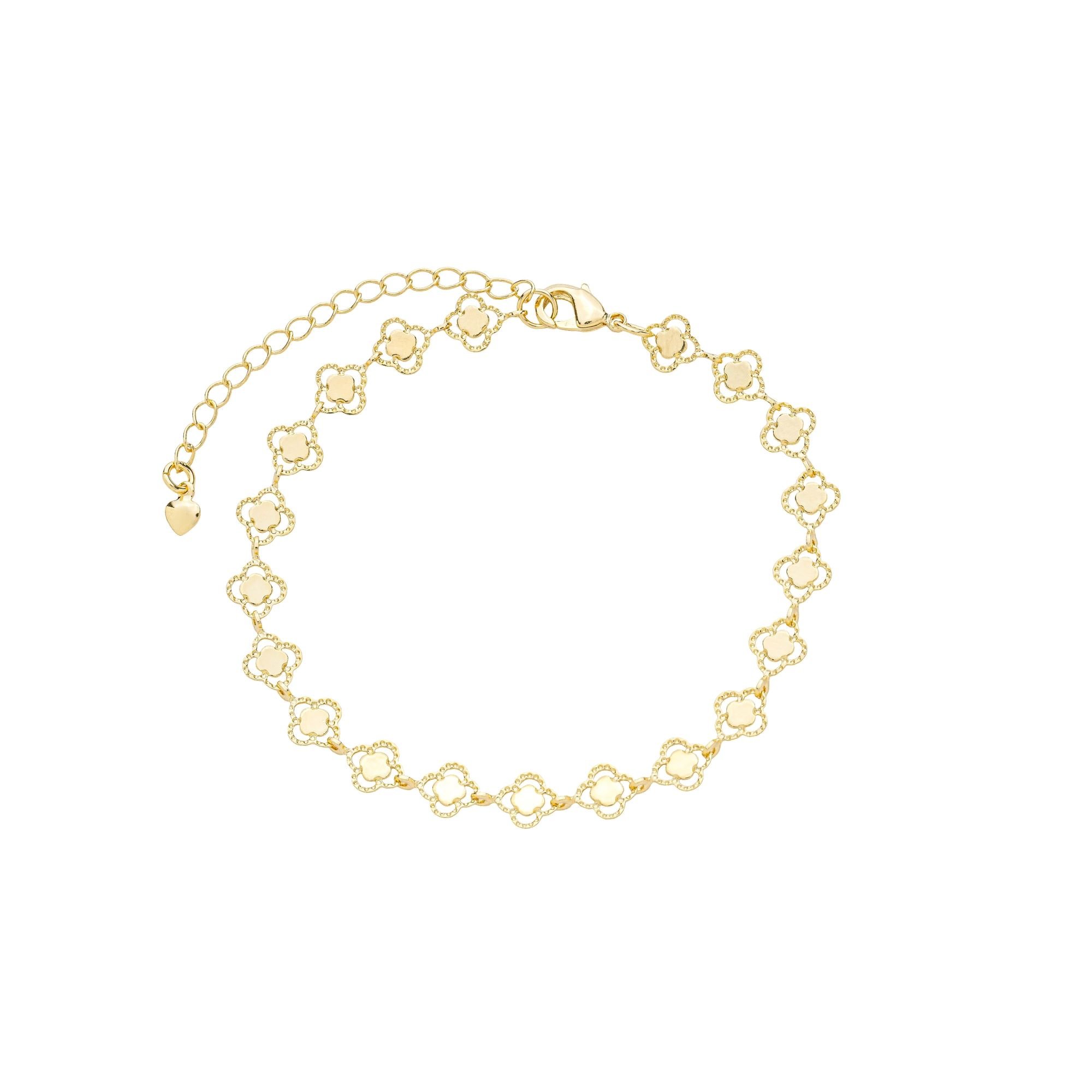 Pulseira Folheado a Ouro 18k Trevos com Detalhes Vazados