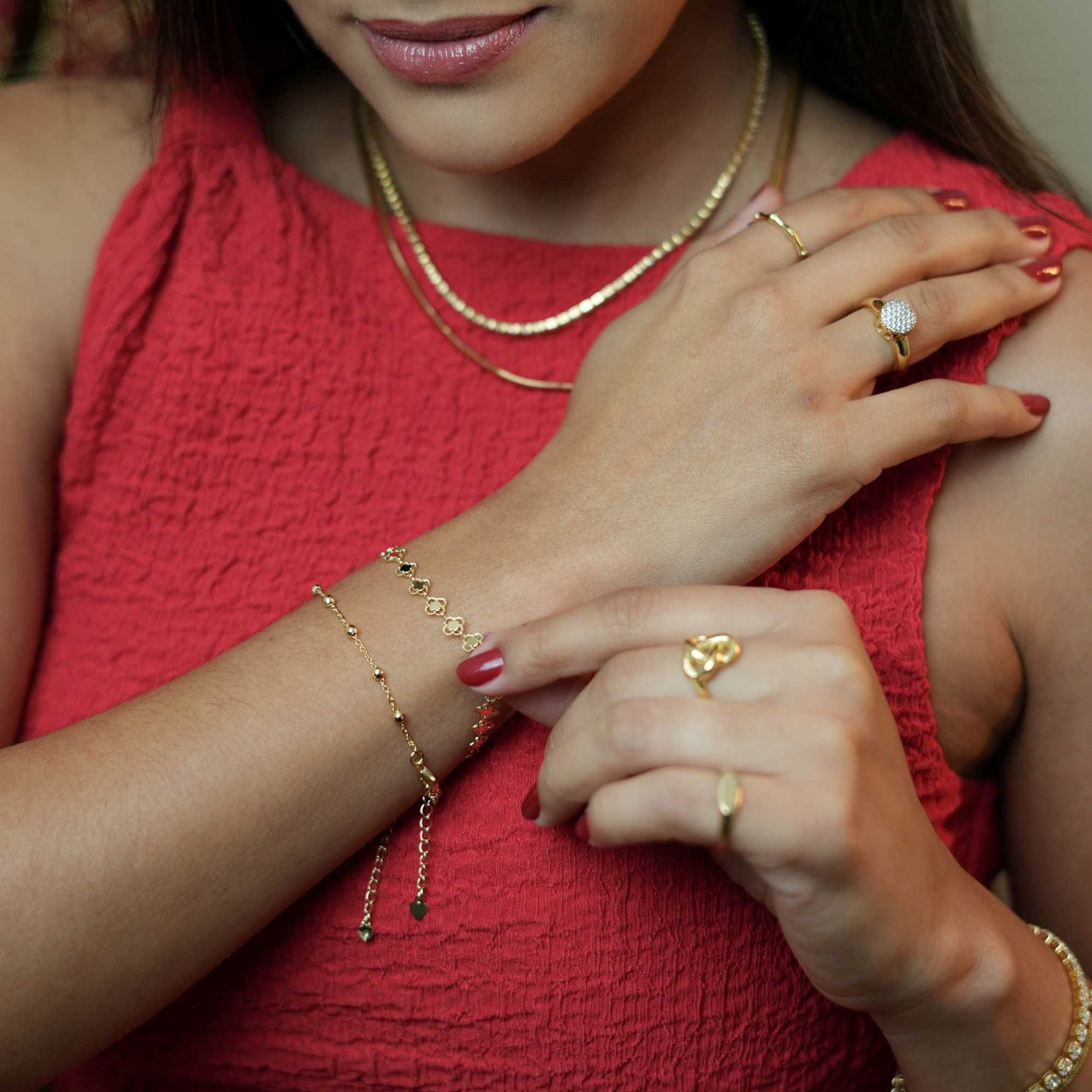 Pulseira Folheado a Ouro 18k Trevos com Detalhes Vazados Dourado 2