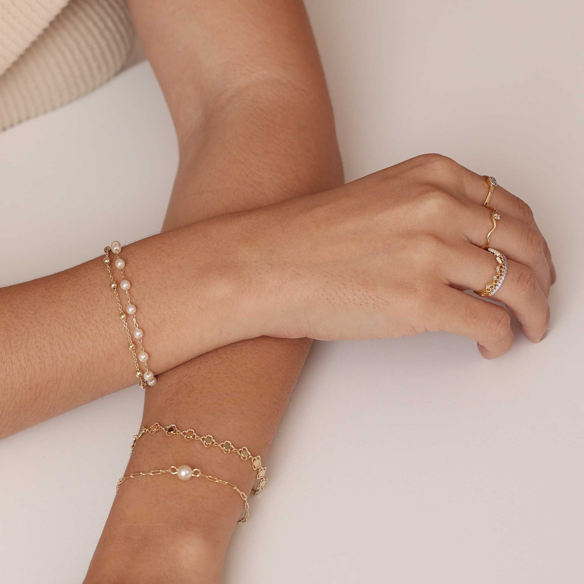 Pulseira Folheado a Ouro 18k Trevos com Detalhes Vazados Dourado 6