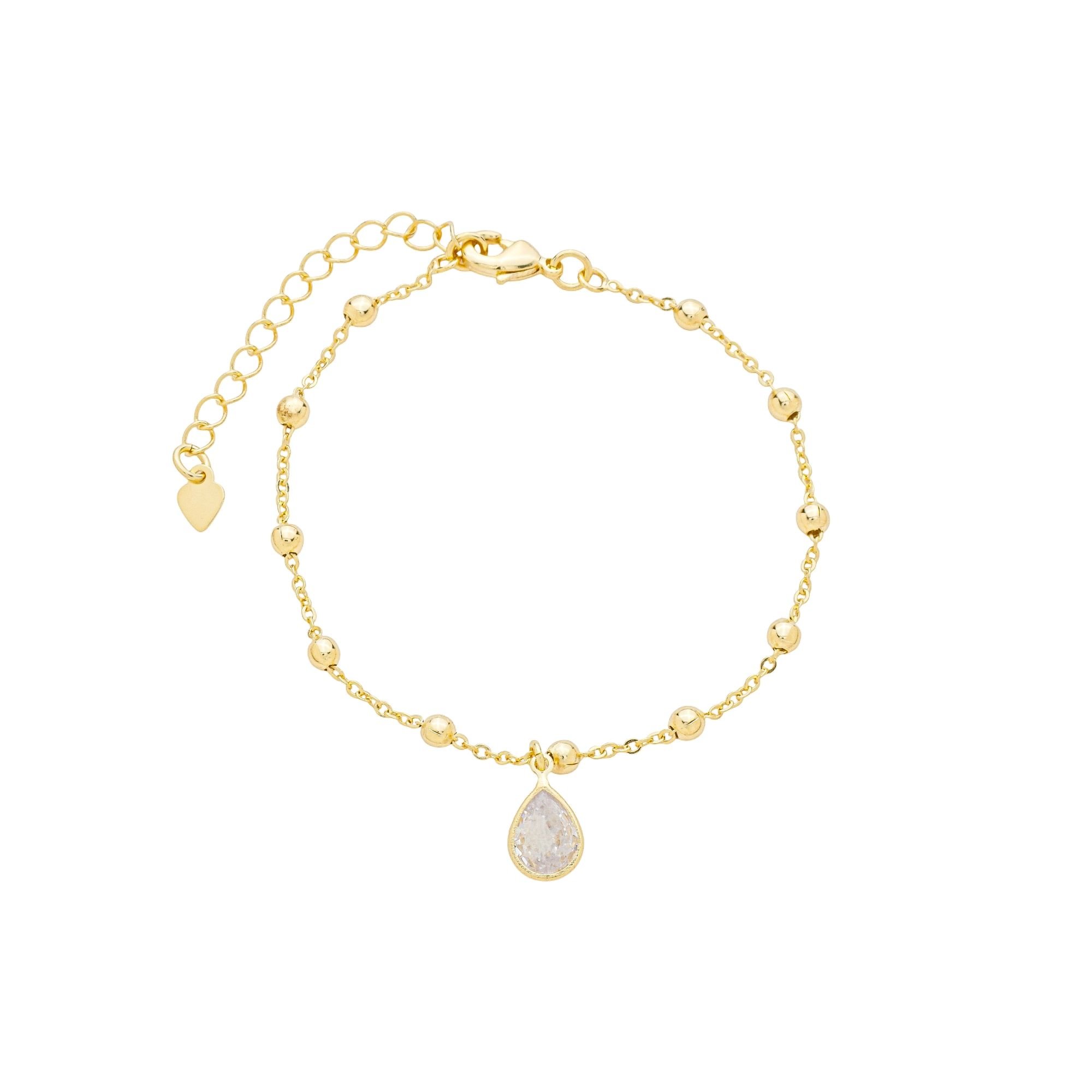 Pulseira Folheado a Ouro 18k Bolinhas e Zircônia Gota
