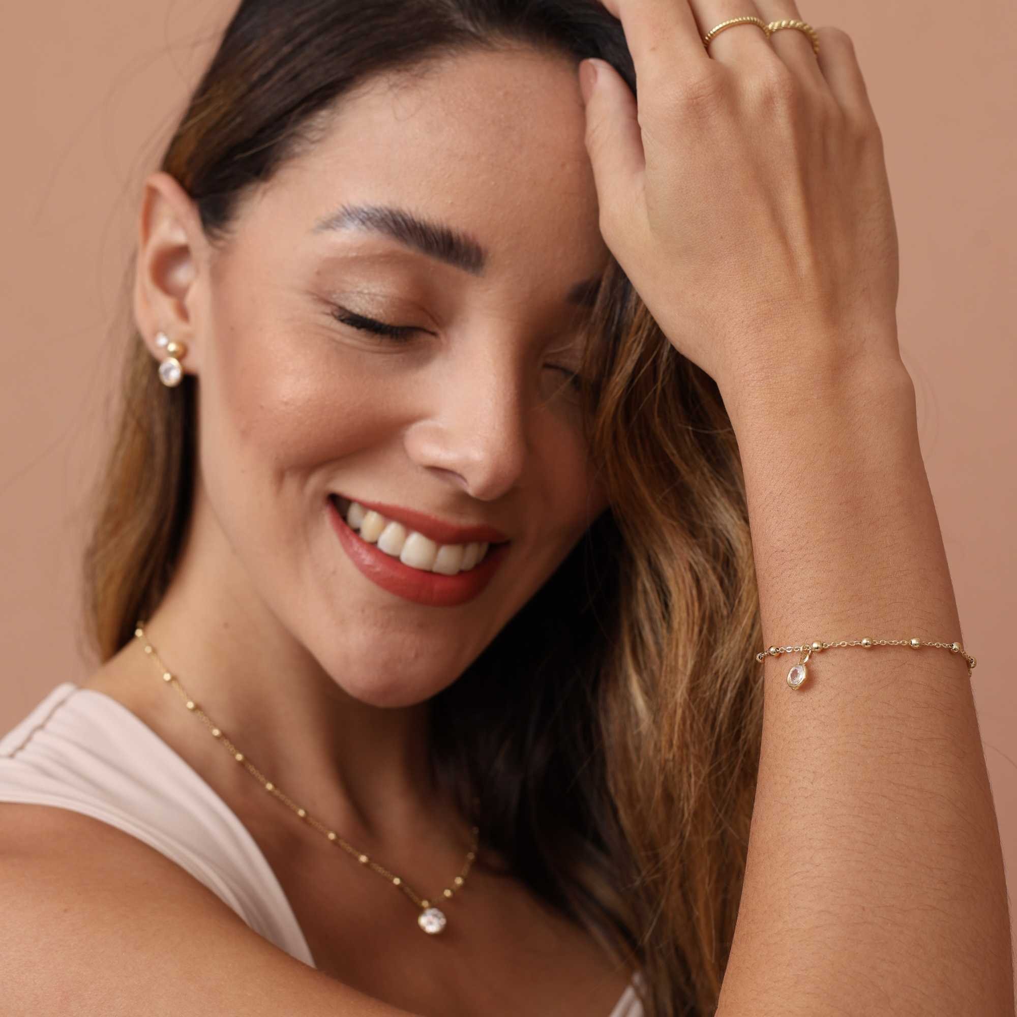 Pulseira Folheado a Ouro 18k Bolinhas e Zircônia M Dourado 2