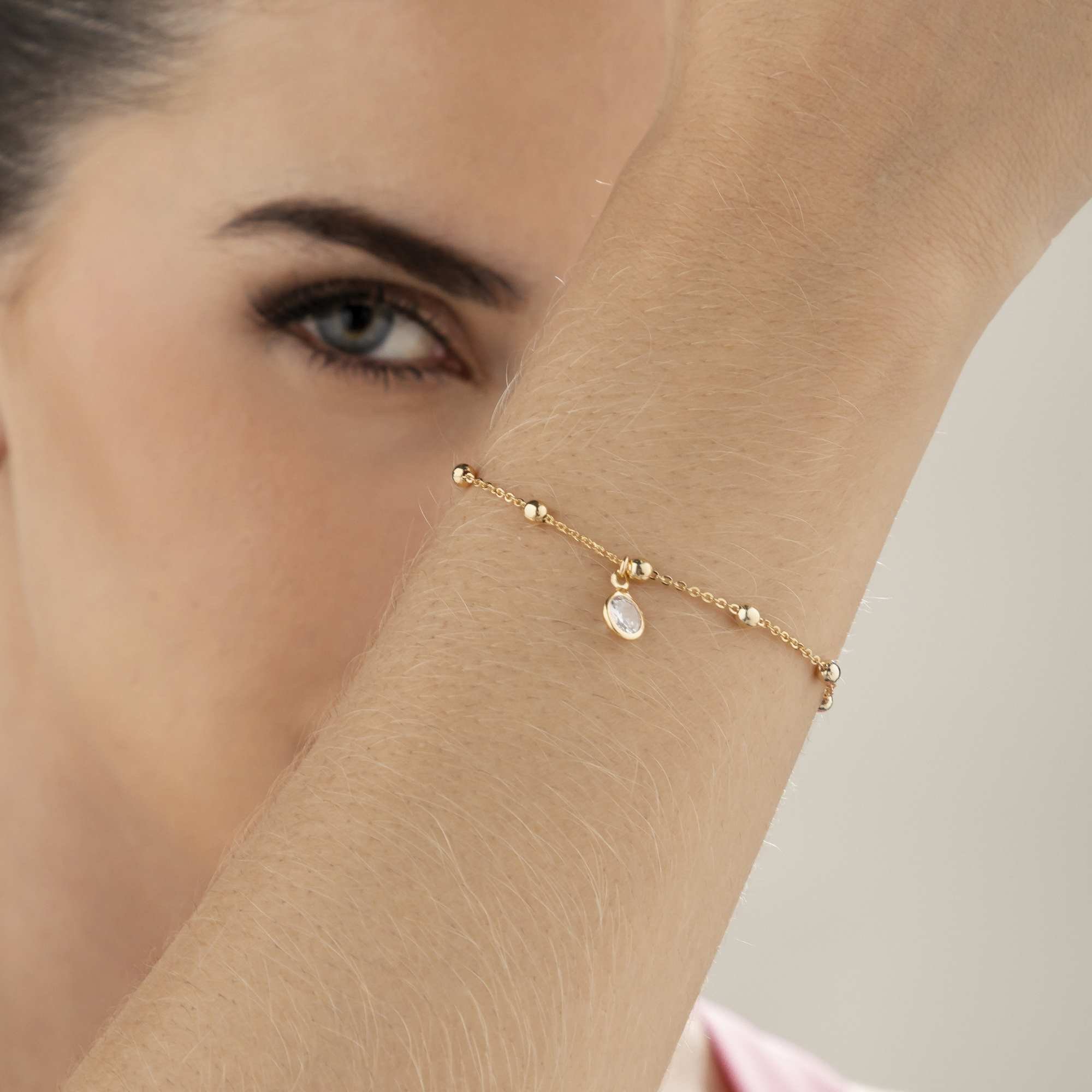 Pulseira Folheado a Ouro 18k Bolinhas e Zircônia M Dourado 3