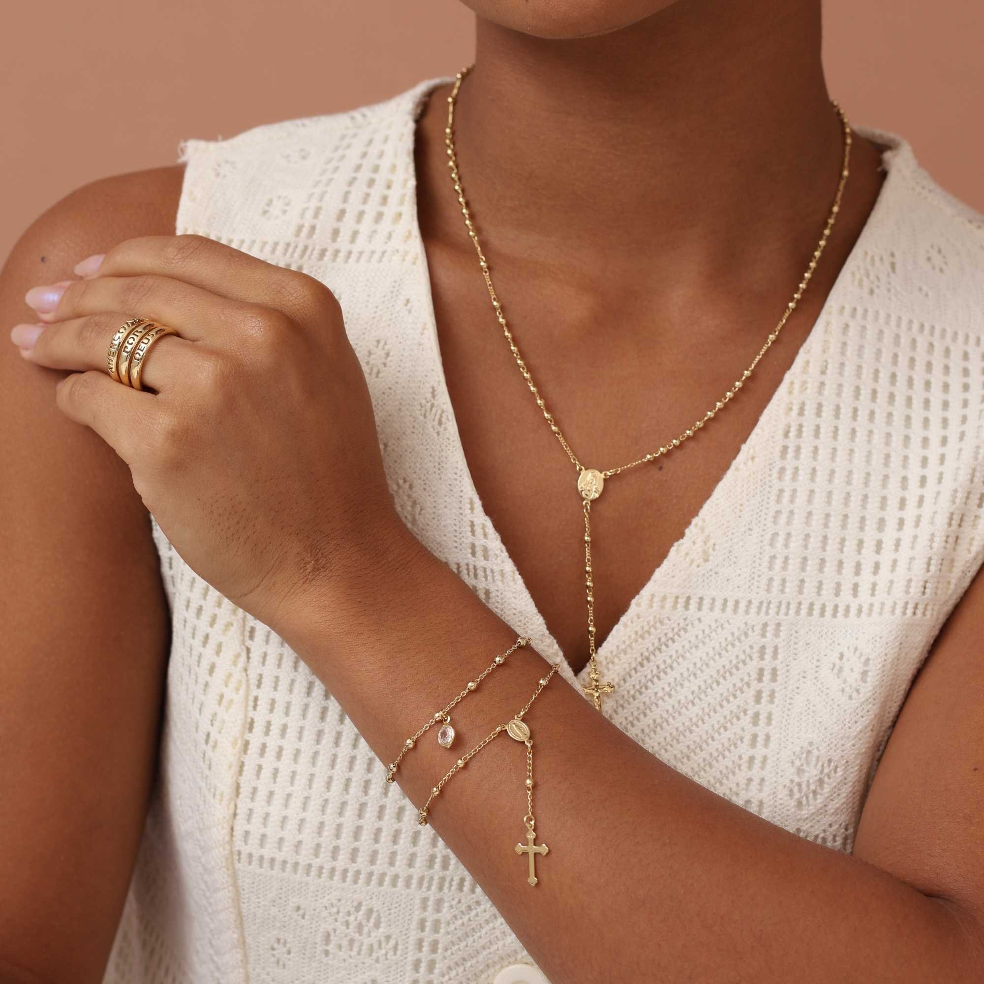 Pulseira Folheado a Ouro 18k Bolinhas e Zircônia M Dourado 6