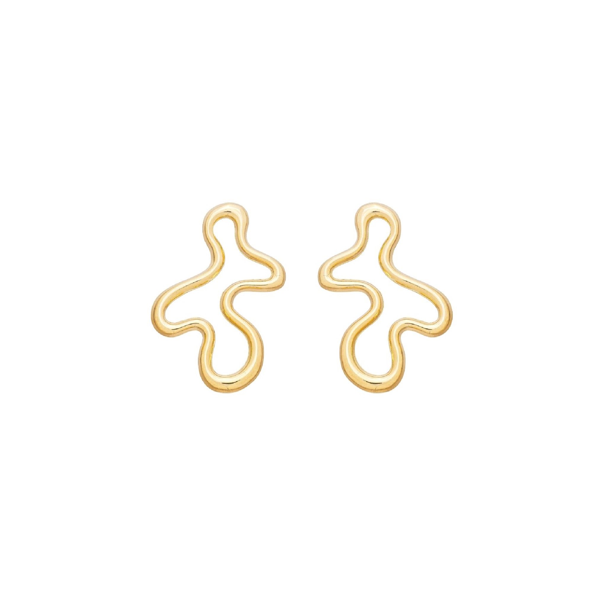 Brinco  Folheado a Ouro 18k Orgânico Vazado Design Aquarela G