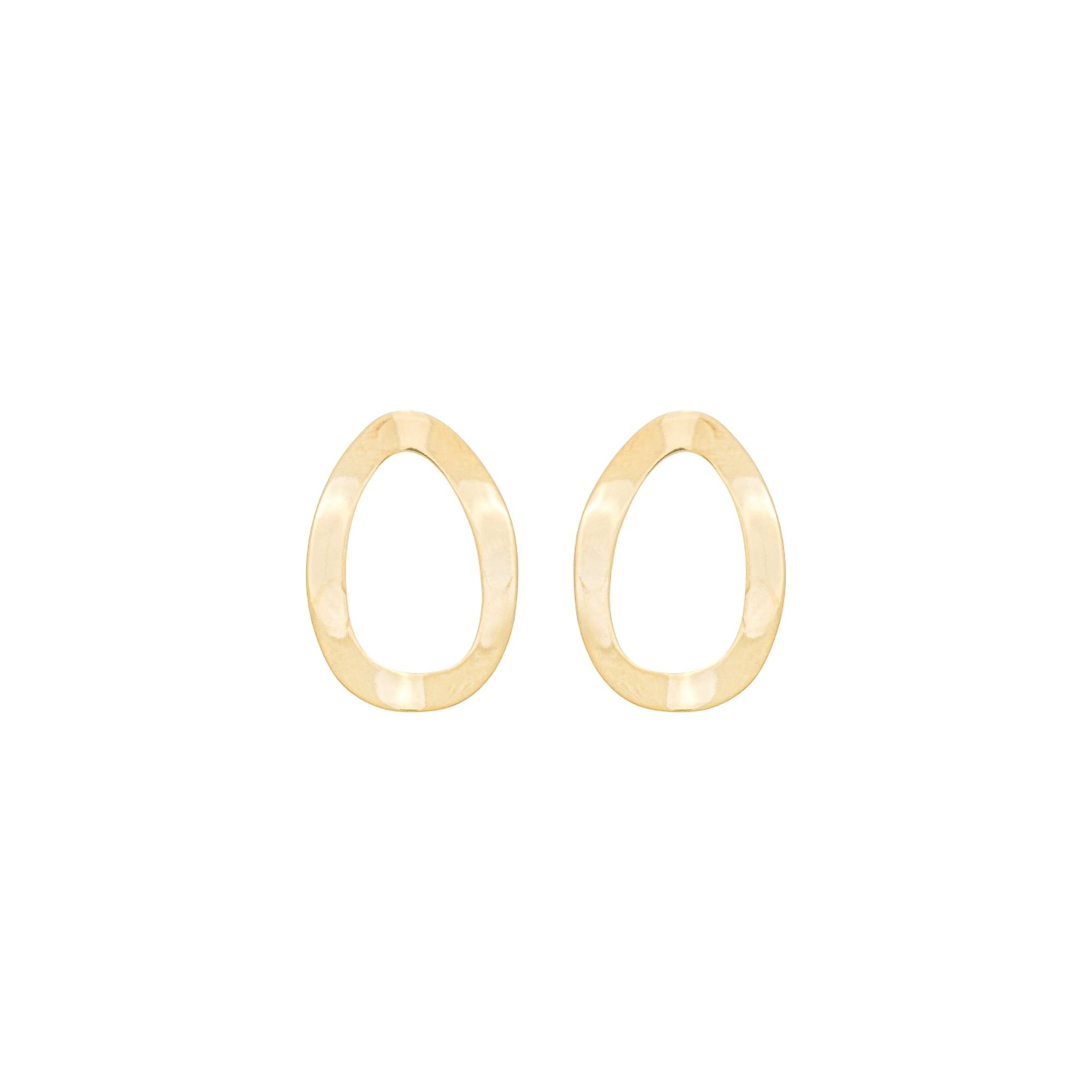 Brinco Folheado a Ouro 18k Orgânico Oval Vazado Martelado