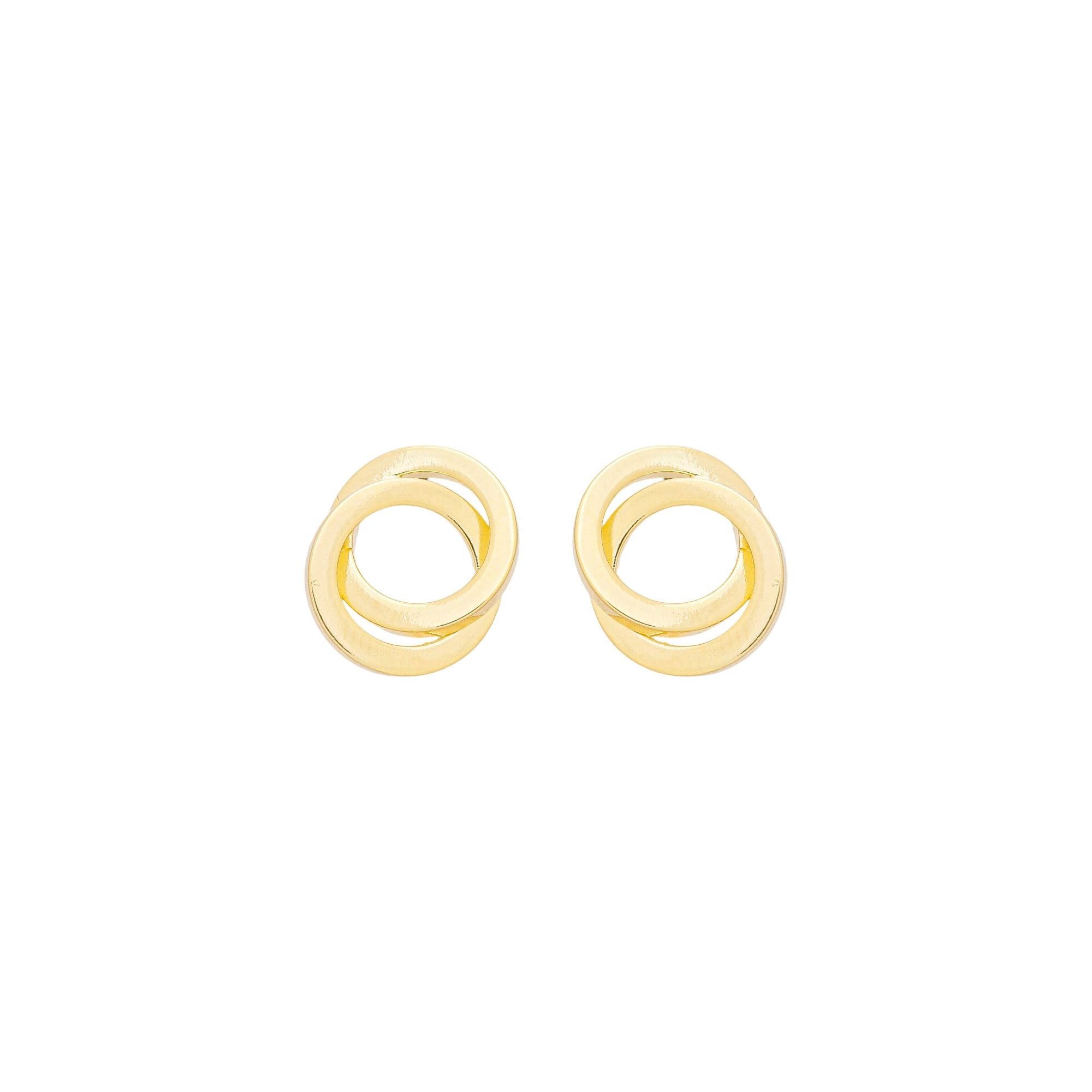 Brinco Folheado a Ouro 18k Círculo Duplo Entrelaçado M