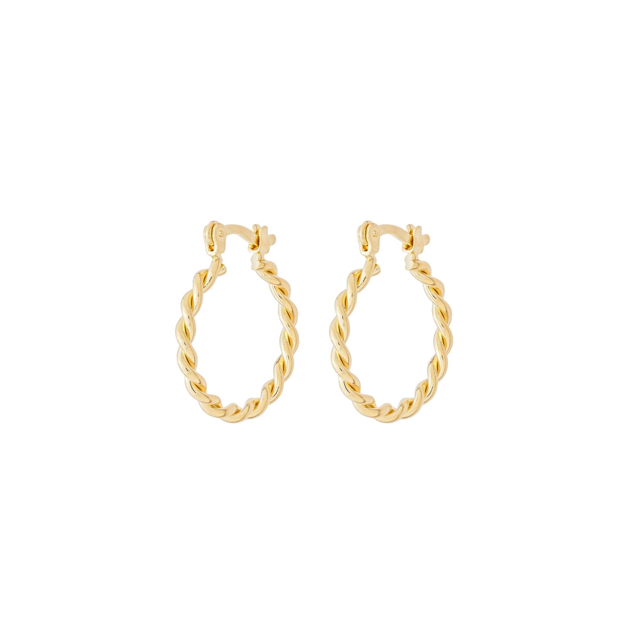 Argola Folheado a Ouro 18k Tranqueta Aro Entrelaçado M