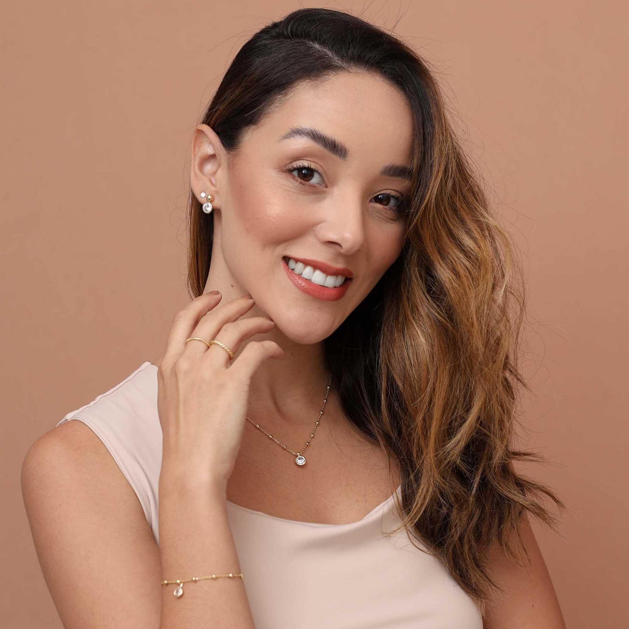 Colar Folheado a Ouro 18k Corrente Bolinha e Pingente Ponto de Luz Dourado 5