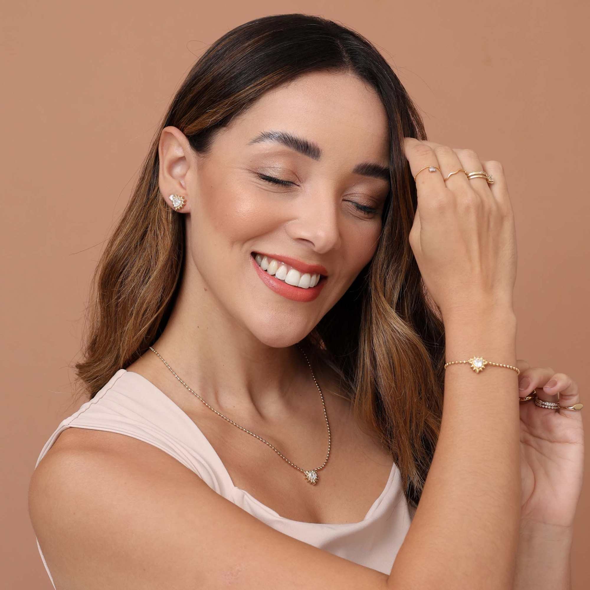 Colar Folheado a Ouro 18k Corrente Bolinha Zircônia Coração Dourado 2