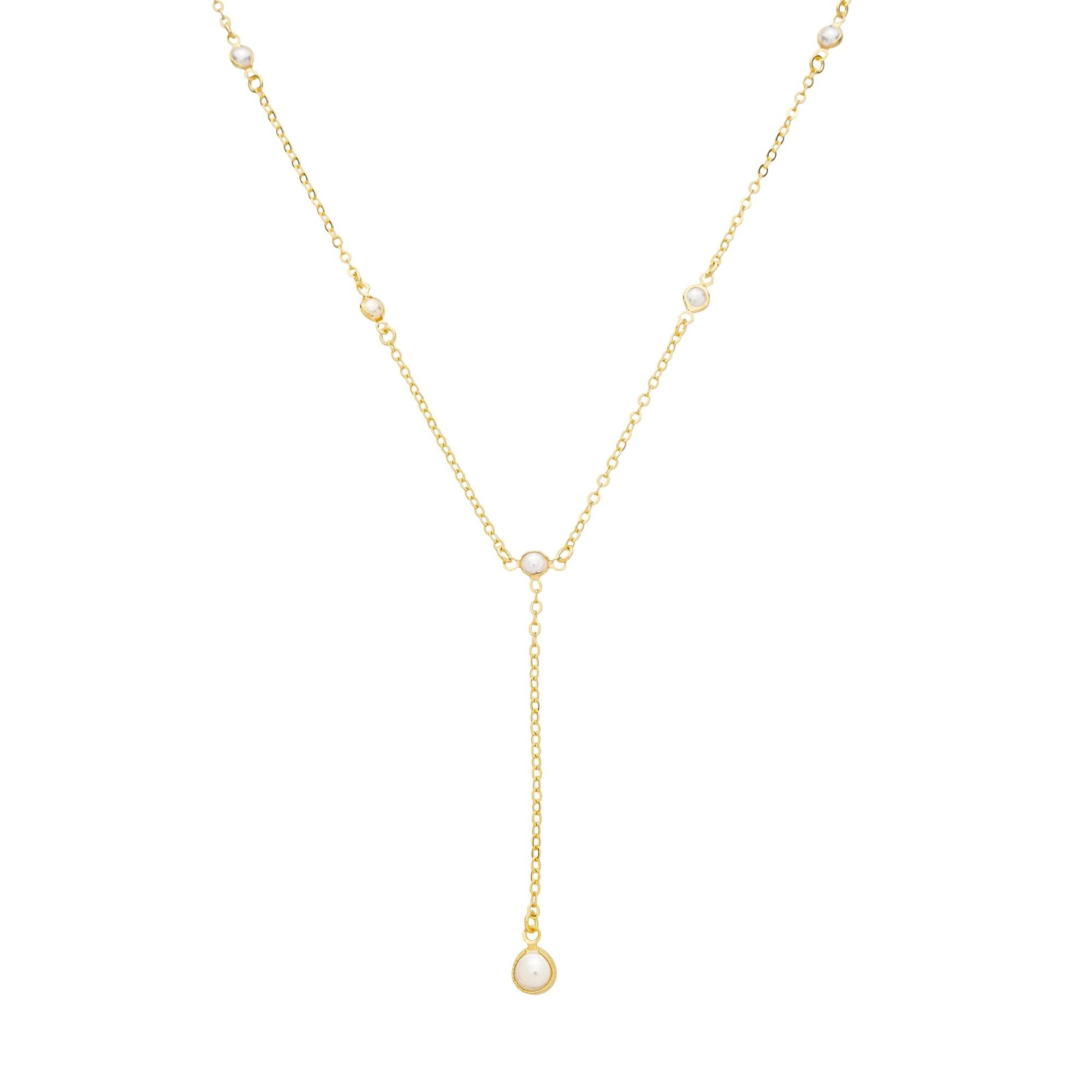 Colar Gravatinha Folheado a Ouro 18k Elo Português Pérola