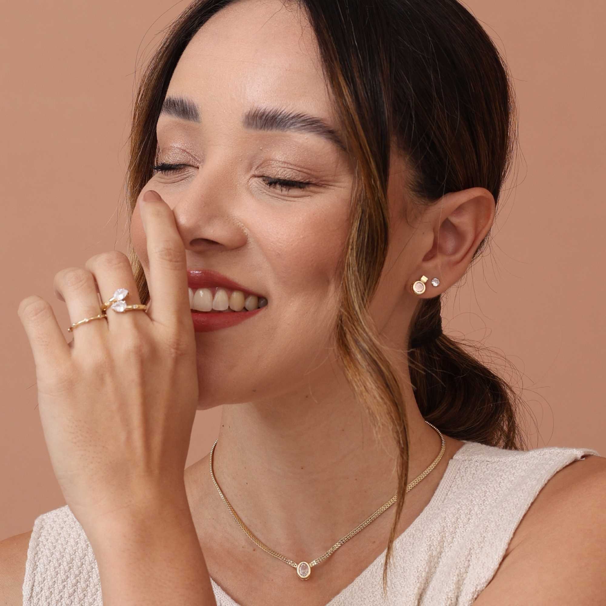 Choker Folheado a Ouro 18k Malha Rígida Zircônia Redonda Dourado 7