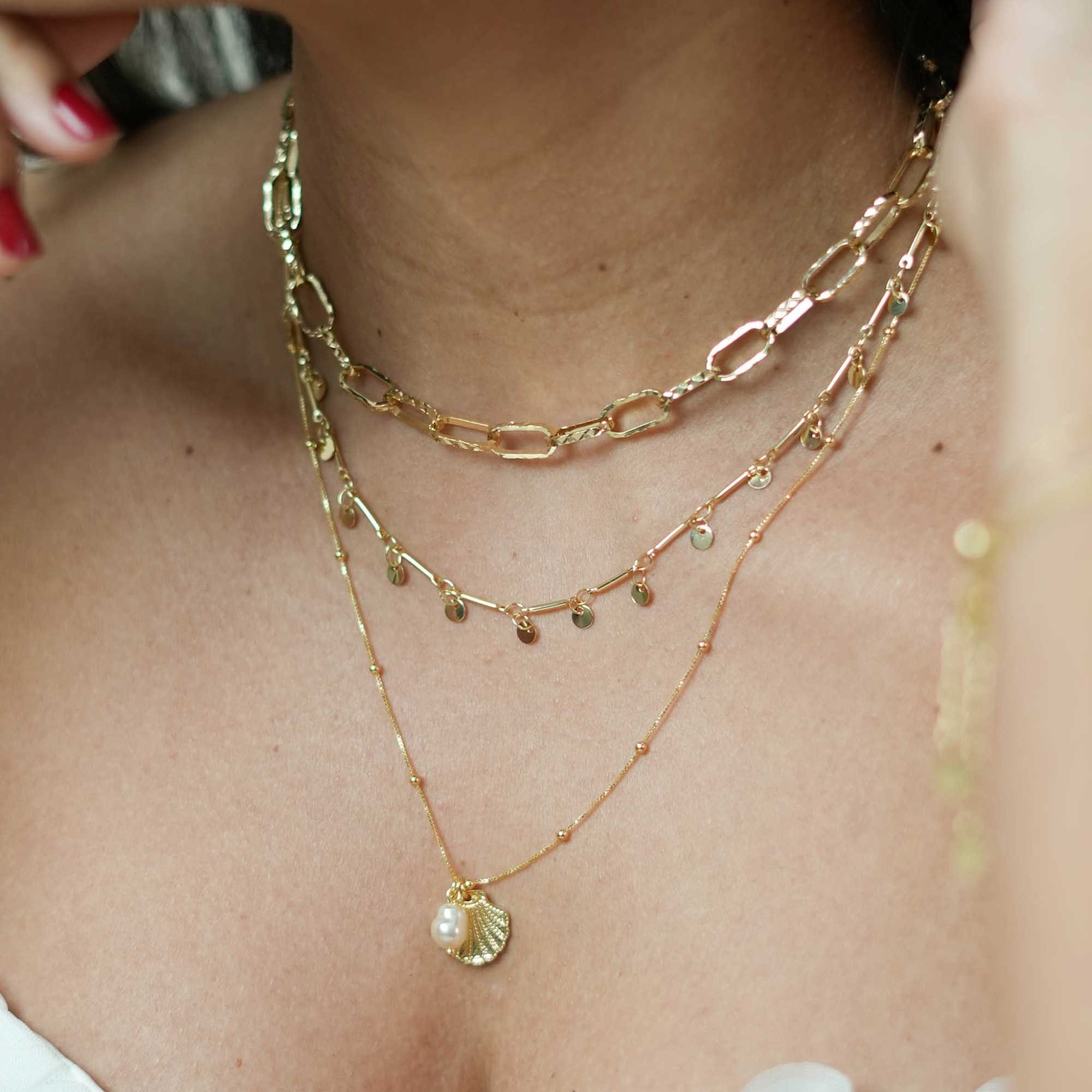 Choker Folheado a Ouro 18k Canutilhos e Medalhas Lisas Dourado 2