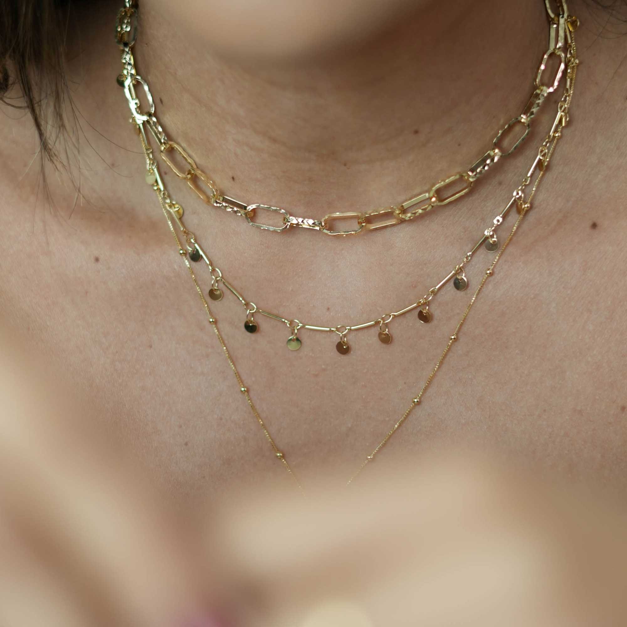 Choker Folheado a Ouro 18k Canutilhos e Medalhas Lisas Dourado 4