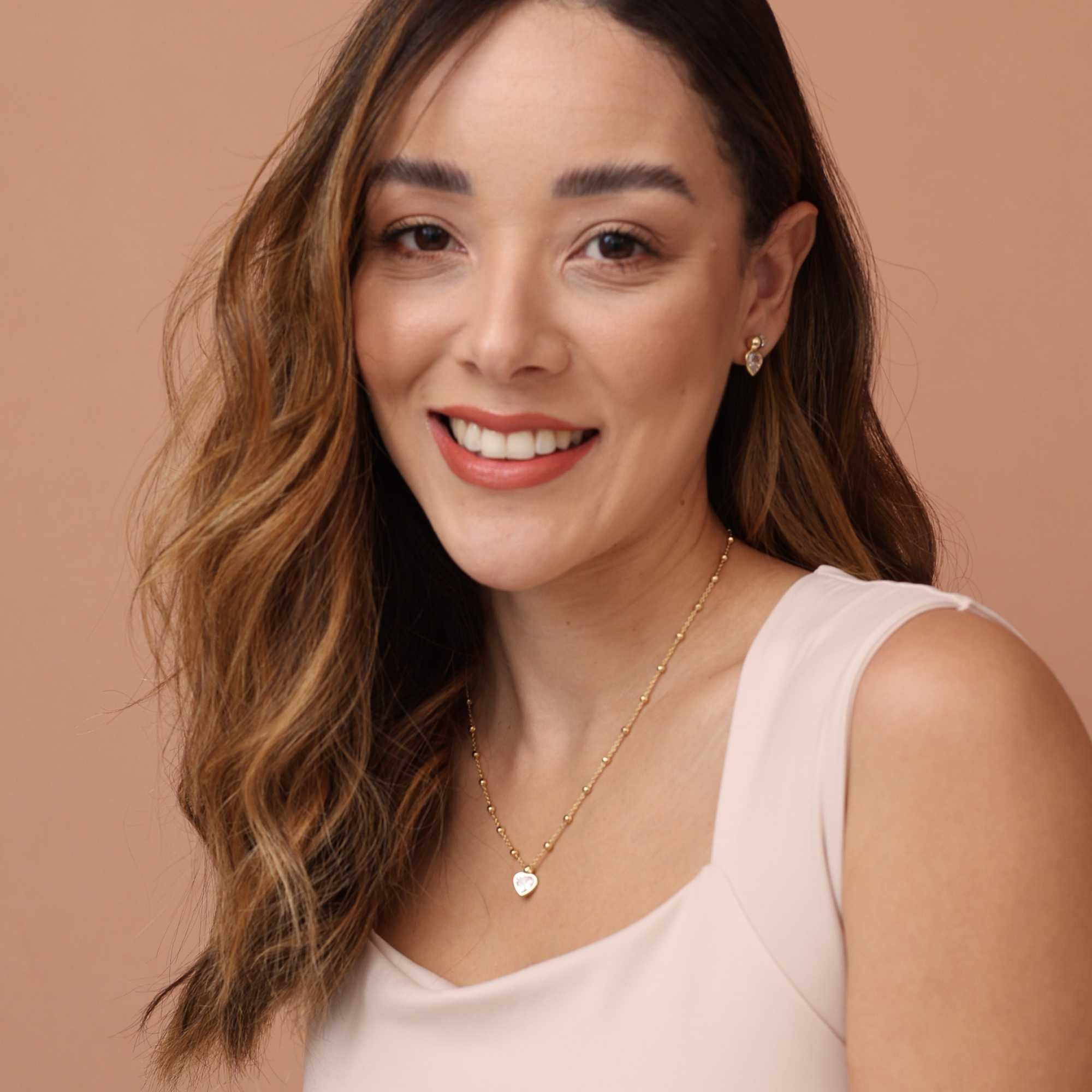 Conjunto Folheado a Ouro 18k Bolinha e Zircônia Coração G Dourado 2