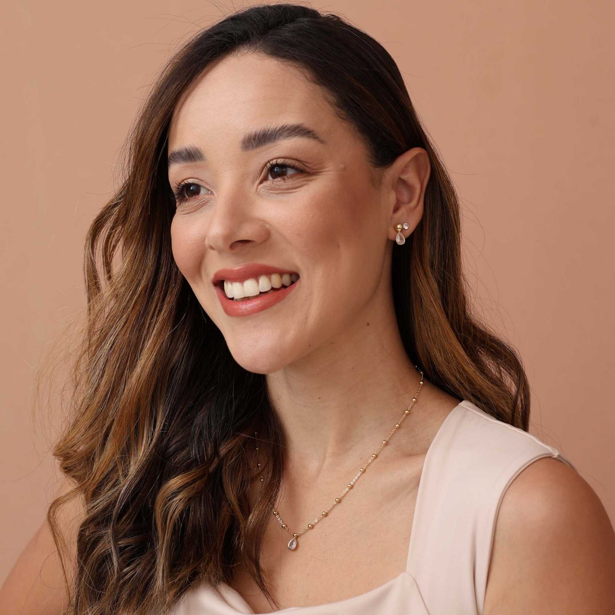 Conjunto Folheado a Ouro 18k Bolinha e Zircônia Gota G Dourado 2