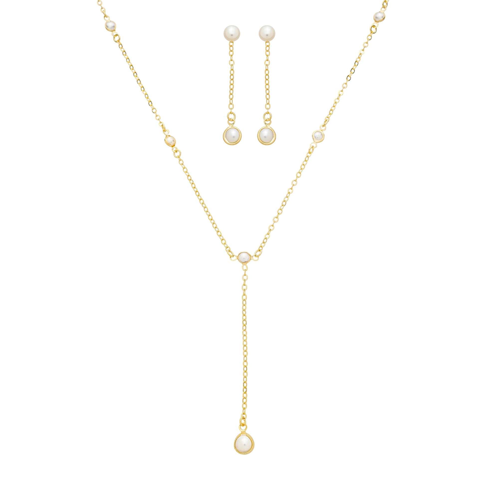 Conjunto Folheado a Ouro 18k Elo Português Pérola