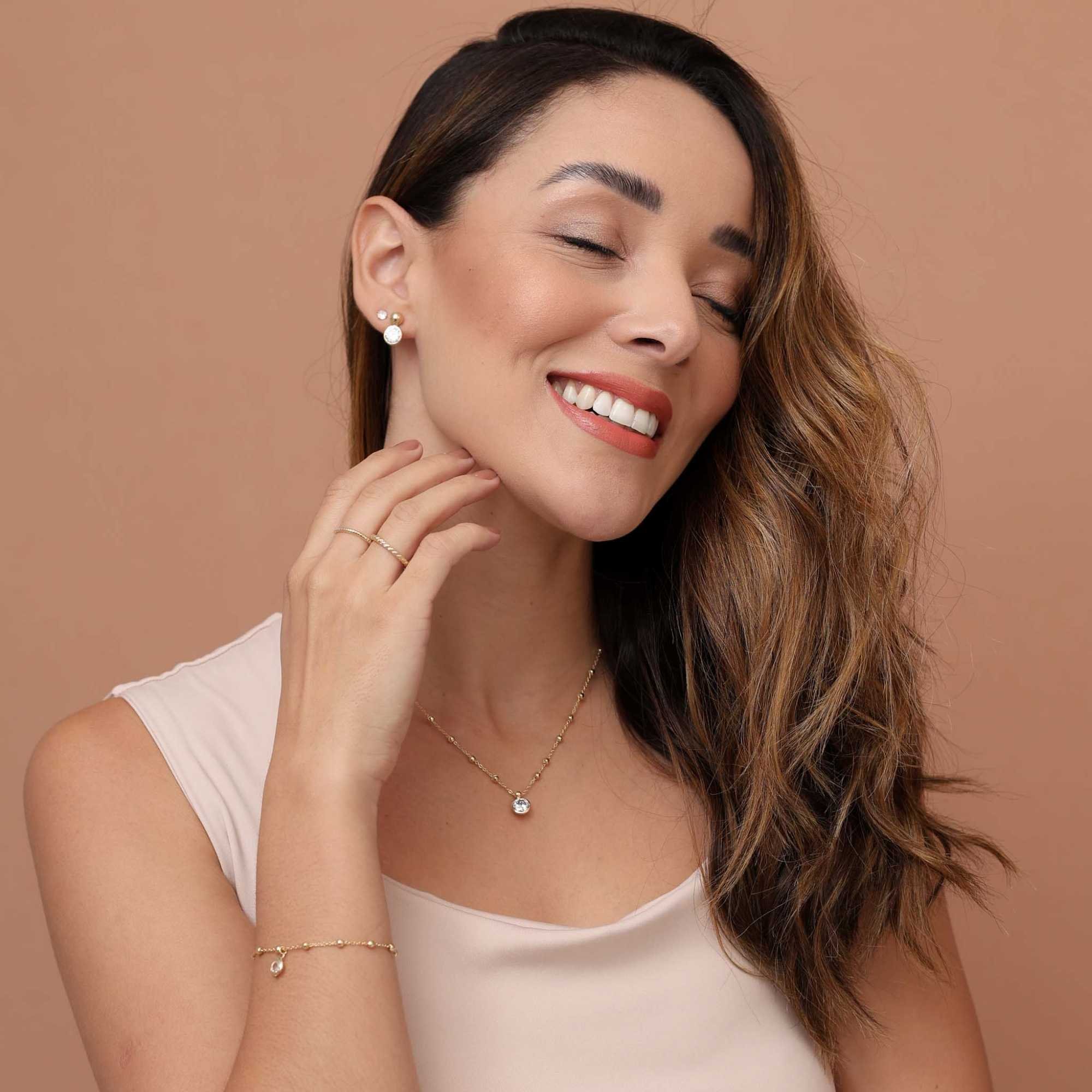 Conjunto Folheado a Ouro 18k Bolinhas e Ponto de Luz G Dourado 2