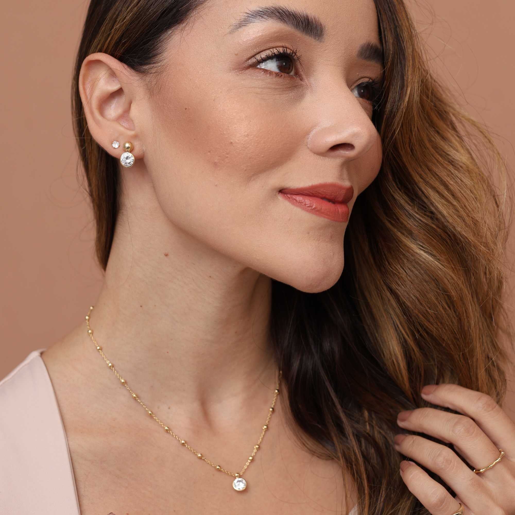 Conjunto Folheado a Ouro 18k Bolinhas e Ponto de Luz G Dourado 4